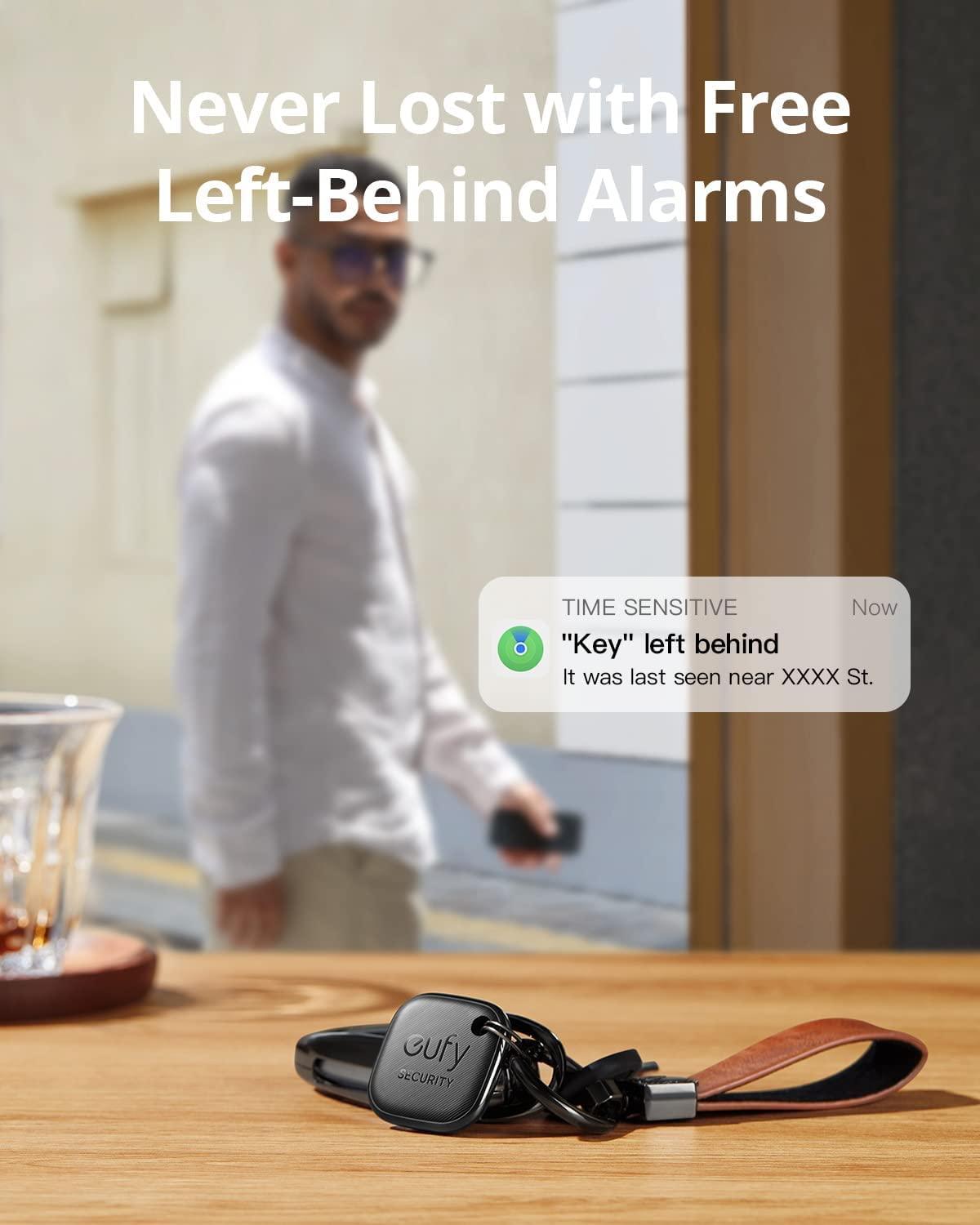 eufy security SmartTrack Link (Must, 4 tk komplekt) Võtmeotsija, ühilduv Apple Find My (iOS) süsteemiga, Bluetooth-träkkija kõrvaklappidele ja pagasile, telefonijälgija, veekindel – lisavaade