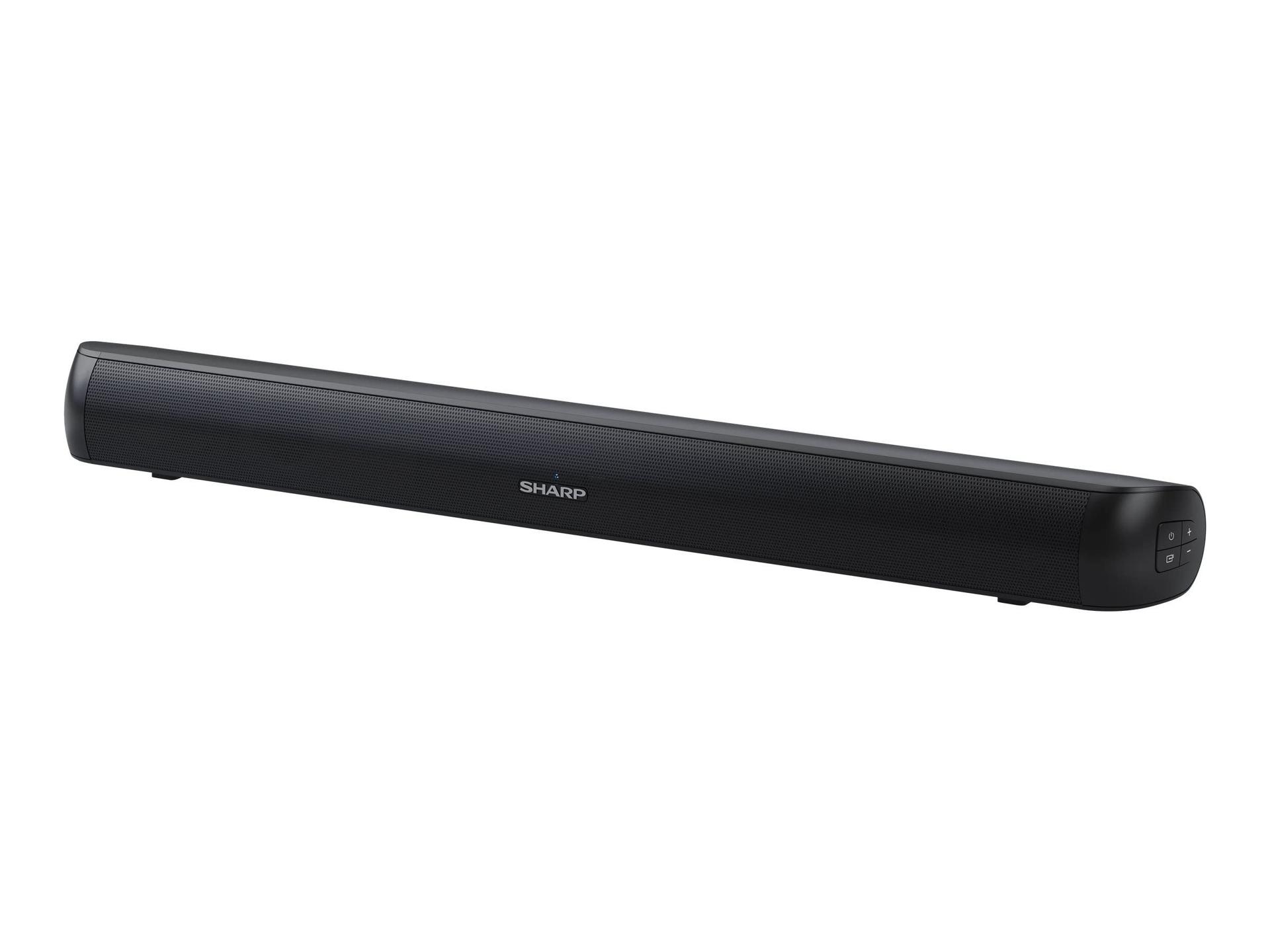 SHARP HTSB107 2.0 heliriba 90W (USB, Bluetooth, HDMI, Optiline, AUX-In 3,5 mm, Laius: 65 cm), must – detailne vaade