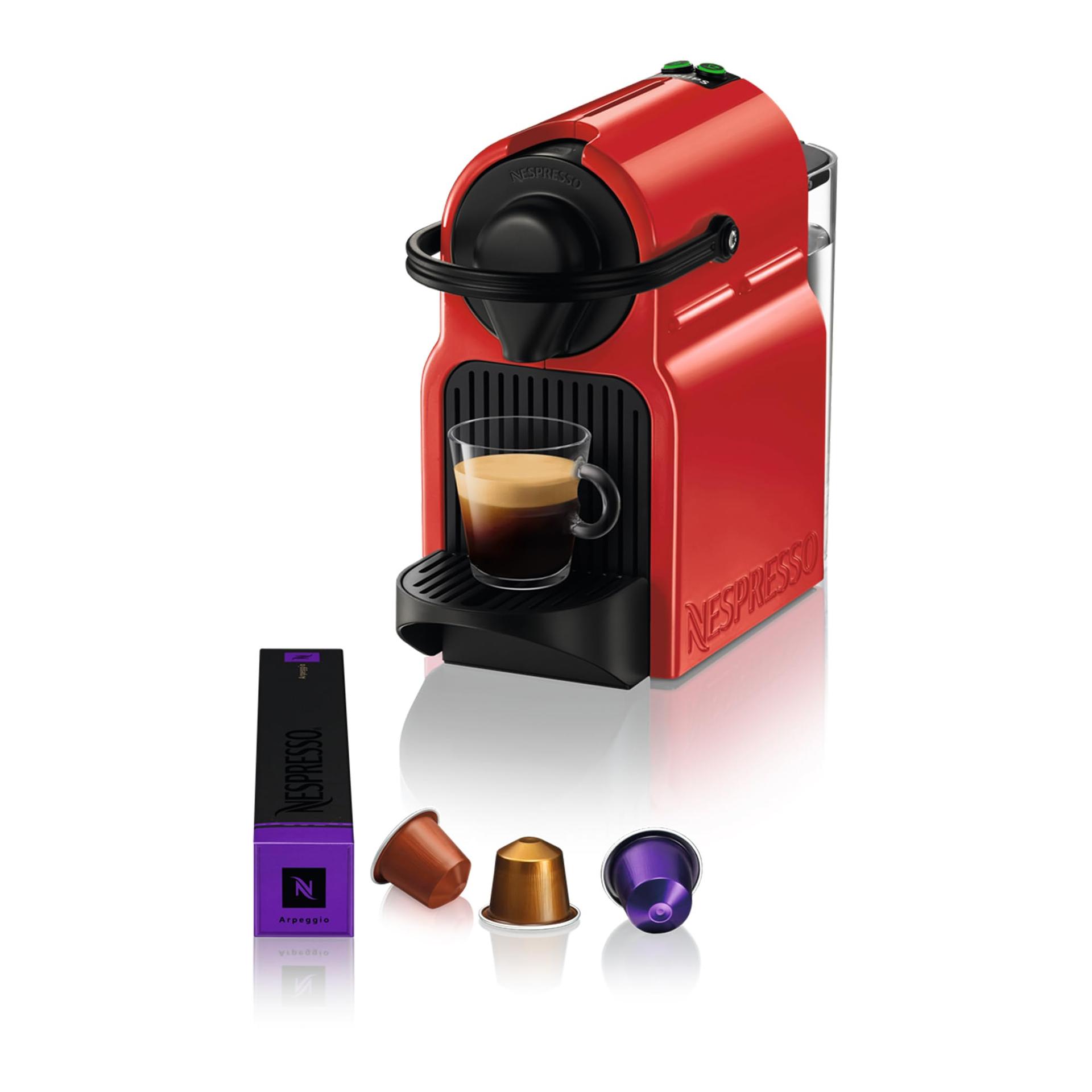Nespresso kapselkohvimasin Inissia XN1005 Krupsilt – kiire, automaatse väljalülitusega, kirsipunane