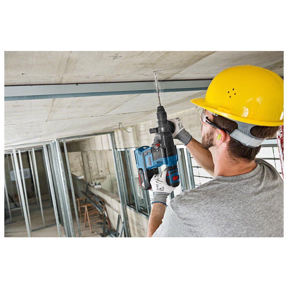 Bosch Professional 18V süsteemi akuga puurvasar GBH 18 V-26 F (sh 2x 5,0Ah aku, kiirlaadija GAL 1880 CV, sügavuspiirik 210mm, masinalapp, lisakäepide, kiirvahetus padrun, L-BOXX) – kasutusnäide