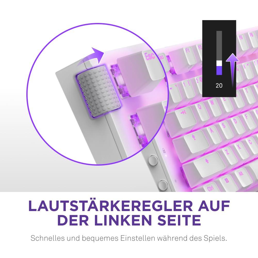 NZXT Function 2-2024 Optiline Täissuuruses Mänguriklaviatuur | RGB-taustavalgustus | 8K küsitlussagedus | Lineaarsed optilised lülitid | Reguleeritav käivitamine | Hot-Swap | Valge – DE (QWERTZ) – pilt 9