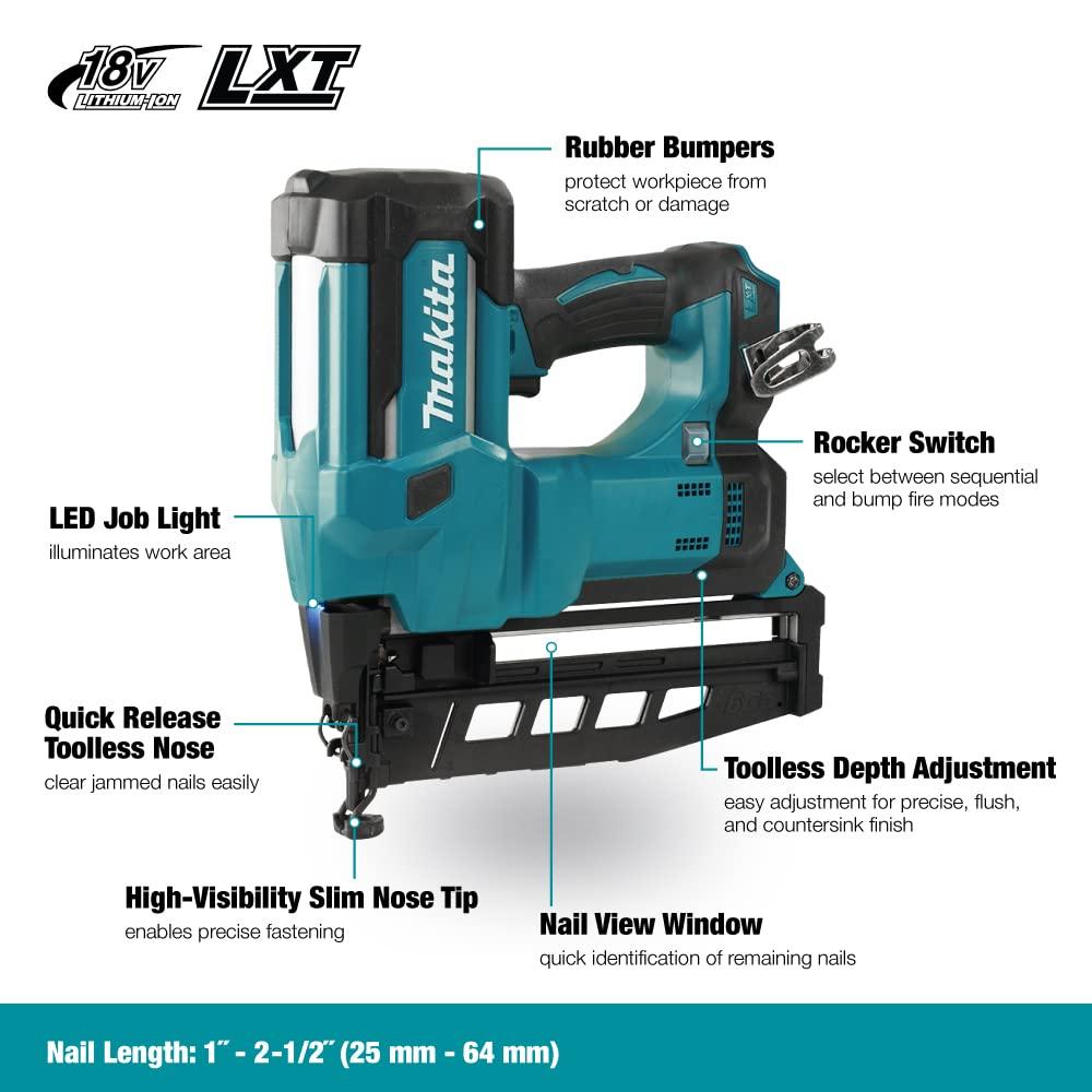Makita DBN600Z akutööpüstol 64 mm 18 V (ilma akuta, ilma laadijata) – detailne vaade