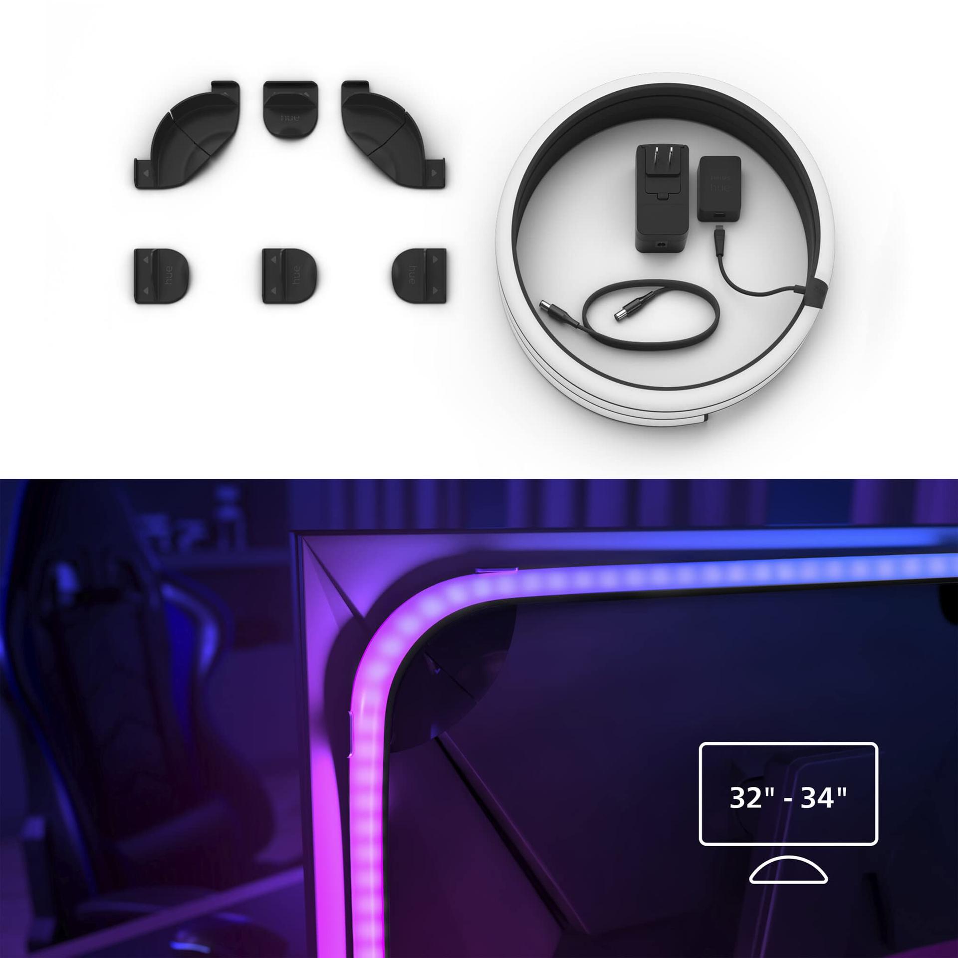 Philips Hue Color & White Ambience Play Gradient, PC valgusriba 32-34 tolli jaoks, hämardatav, 16 miljonit värvi, juhitav rakenduse kaudu, Starter Komplekt, sisaldab Hue Bridge’i – pilt 9