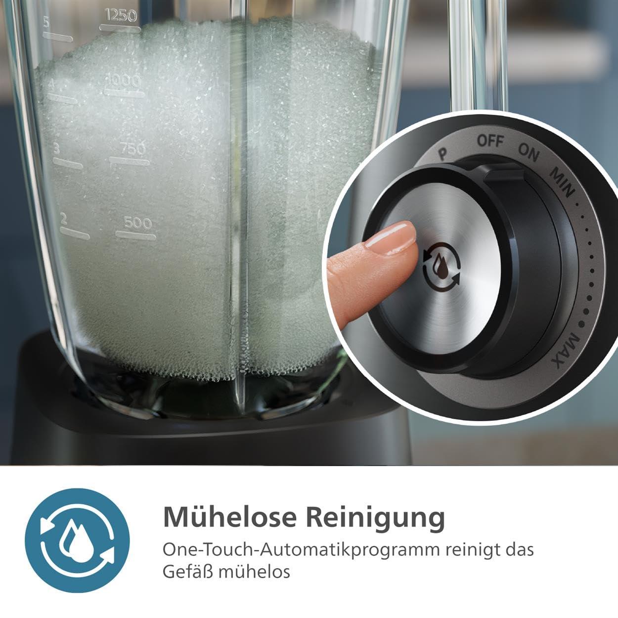 Philips 5000-seeria blender koos Blend-and-Go anumaga – 1200 W, 2L maht, ProBlend Plus tehnoloogia, nõudepesumasinas pestav, automaatne puhastus, must (HR3041/00) – pilt 6