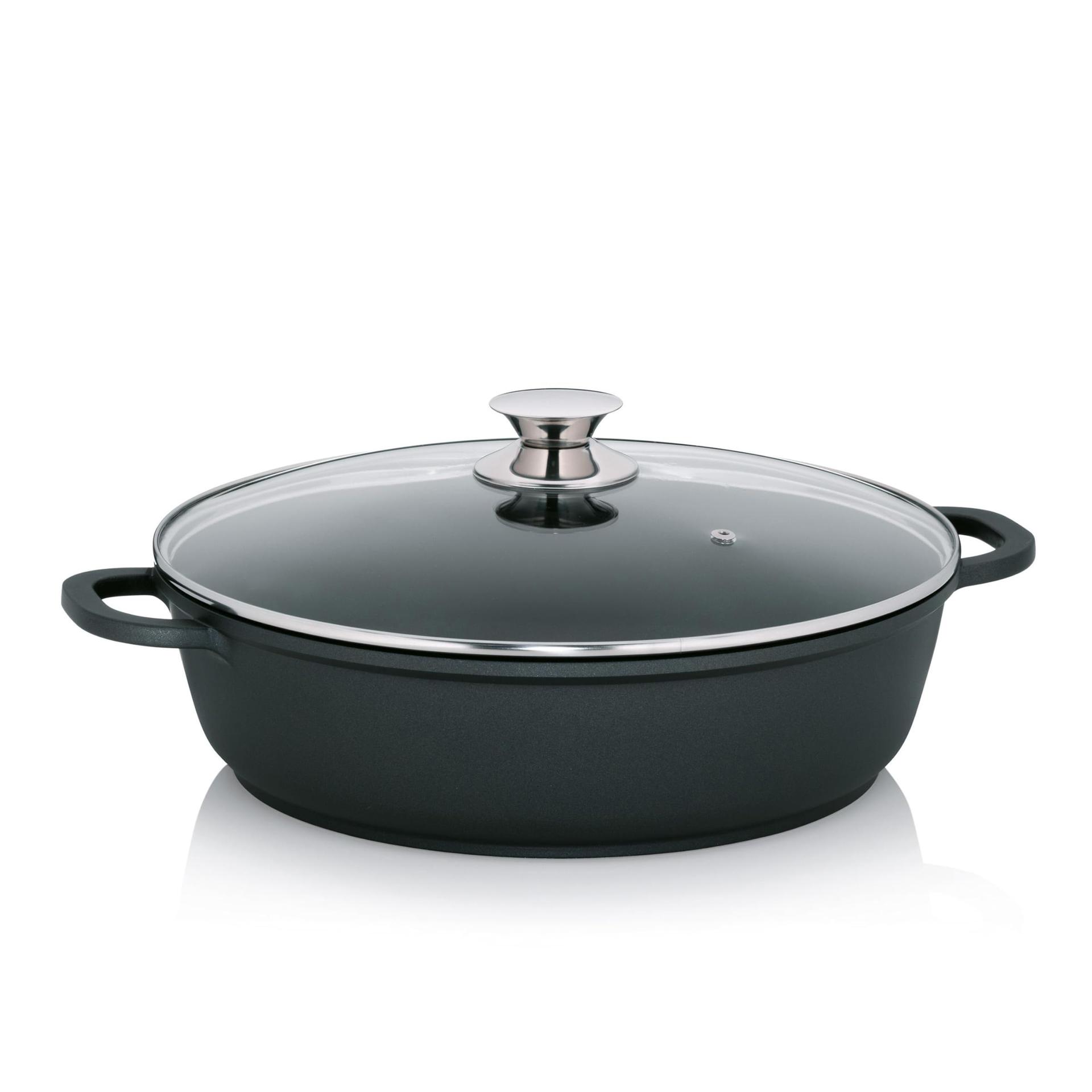 Kela Aluguss hautatud pann 32 cm kõrge servaga KERROS, induktsioon, kaanega serveerimispann, paellapann, must