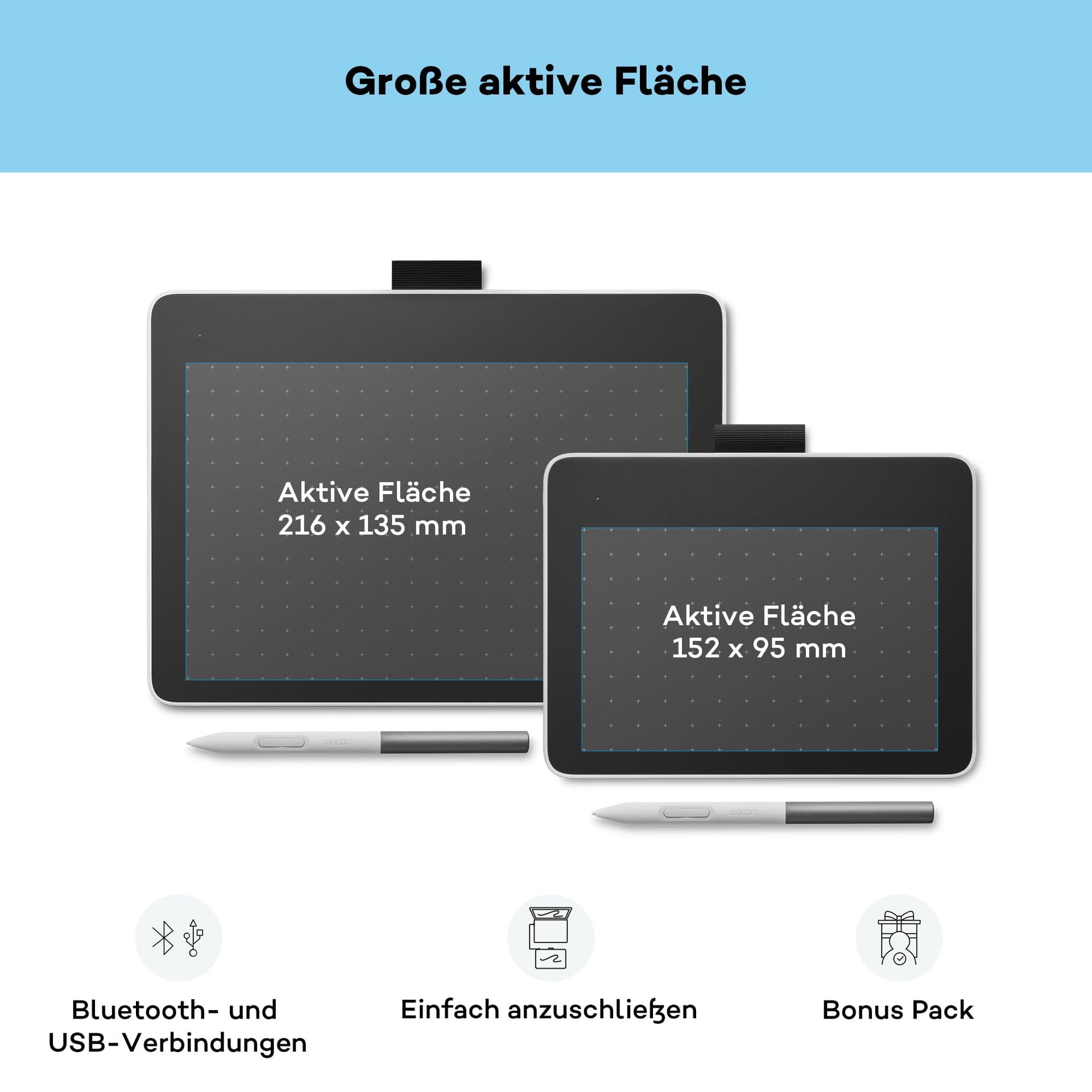 Wacom One M graafikalaud koos patareivaba EMR-pliiatsiga, Bluetooth-ühendus, Windows, Mac, Chromebook ja Android jaoks – ideaalne algajatele ja digitaalseks joonistamiseks – detailne vaade