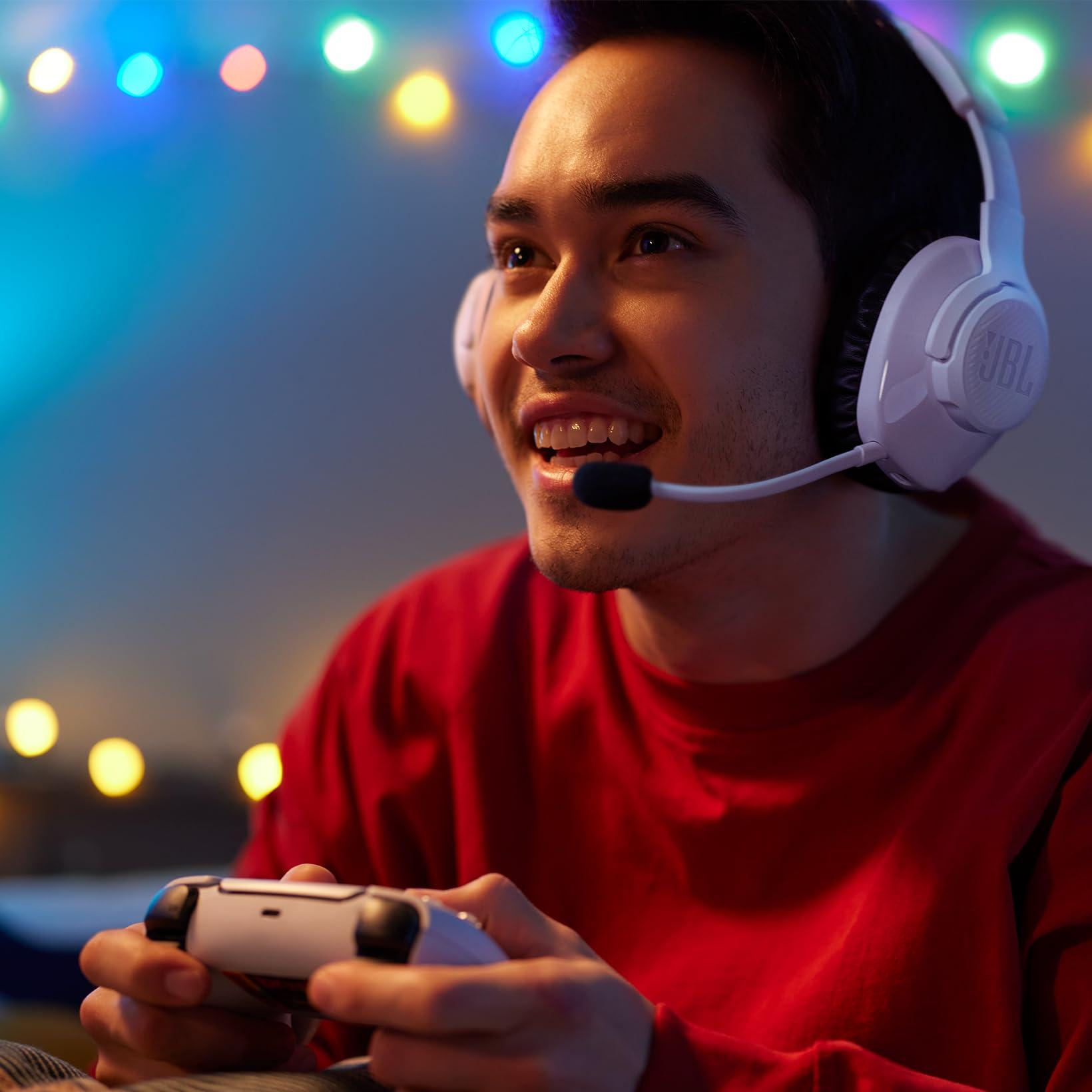 JBL Quantum 360P Over-Ear Gaming Kõrvaklapid – Playstationi, PC, Maci ja Nintendo Switchi jaoks – Boom-mikrofoniga ja 22-tunnise akukestvusega – Valge – pilt 6