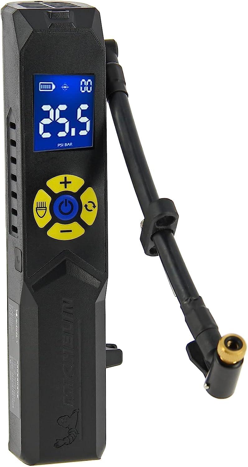 MICHELIN elektriline rattapump | Õhupump | Aku minikompressor LED-valgustusega | 10 Bar/150 PSI, 7,4 V / 2500 mAh, Must