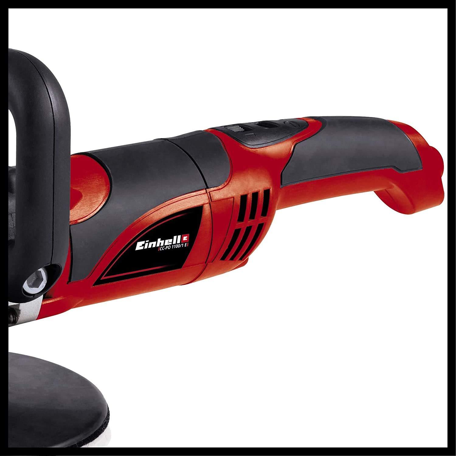 Einhell poleerimis- ja lihvimismasin CC-PO 1100/1E (1.100 W, kuni 3.500 p/min, elektrooniline kiirusregulatsioon, spindlilukk, takjakinnitus, sisaldab 1x vahtkatet, 2x sünteetilist poleerimiskatet, lihvpaberid) – pilt 7