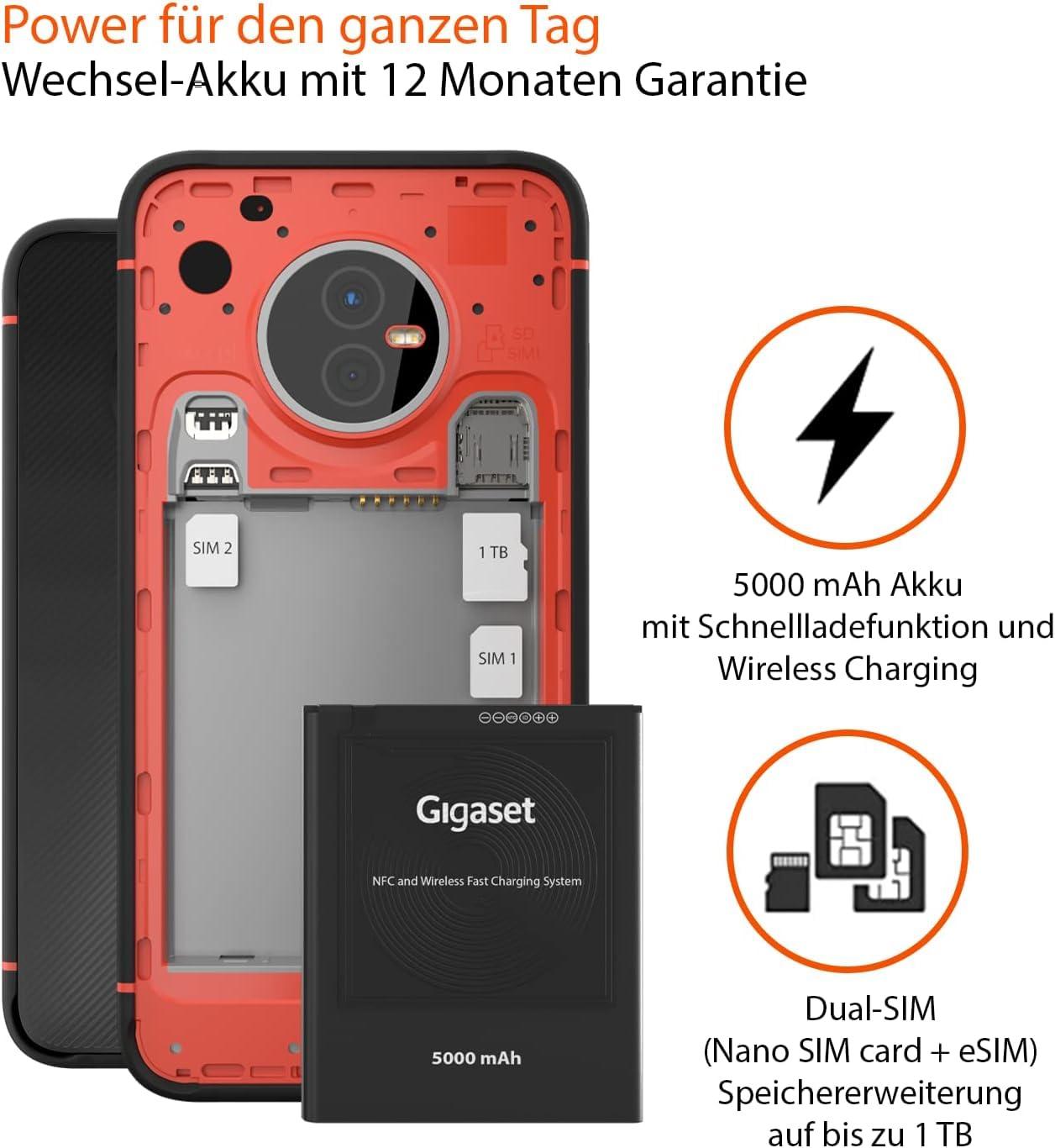 Gigaset GX4 PRO vastupidav äritelefon 4G – tolmu- ja veekindel IP68, militaarstandard – 6,1″ HD+ ekraan Gorilla Glassiga – 128GB+6GB RAM – 48MP kaamera – 400 tundi ooteaega, Must – pakend ja tarvikud