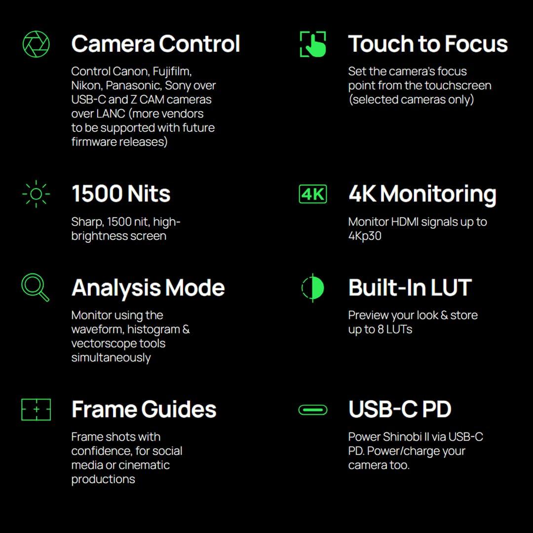 ATOMOS Shinobi II monitor – lisavaade