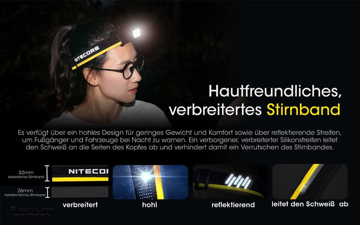Nitecore NU43 Pealamp, kerge, USB-C laetav LED-pealamp, 1400 luumenit, 130 m valguskaugus, punane valgus öiseks nägemiseks – pilt 6