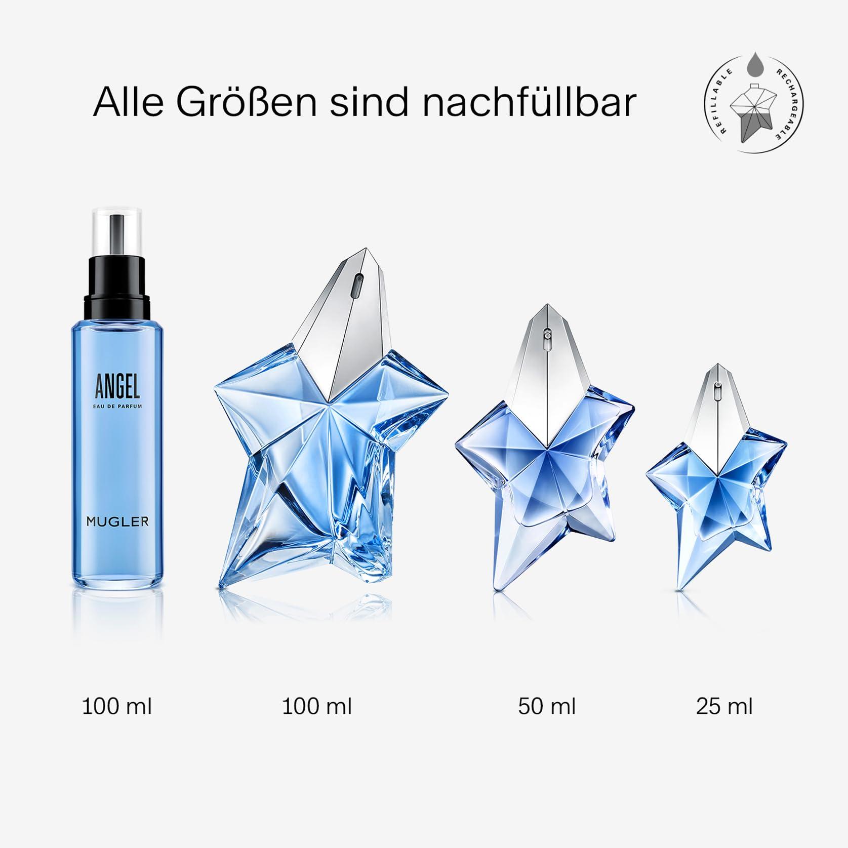 MUGLER Angel Eau de Parfum, naiste parfüüm, merevaigune gurmaanlik lõhn, lummav aroom, täidetav, 100 ml – kasutusnäide