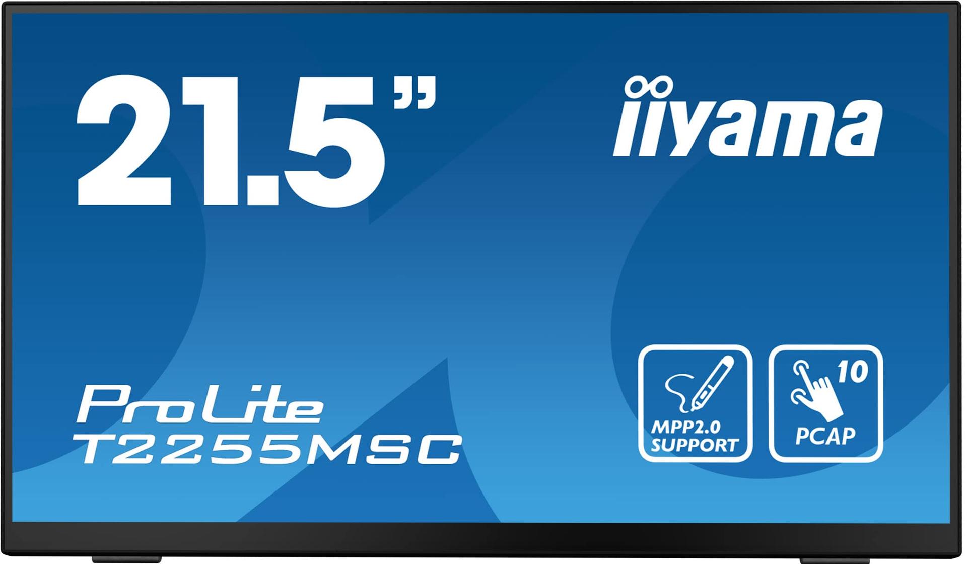 iiyama Prolite T2255MSC-B1 21,5″ IPS LED Monitor Full-HD 10-Punkt Multitouch kapatsitiivne HDMI DP USB3.0 MPP2.0 must – detailne vaade