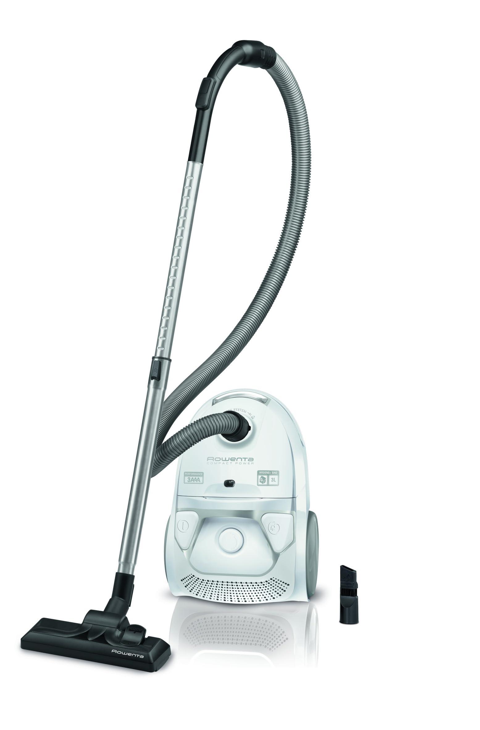 Rowenta Compact Power tolmuimeja kotiga, madal energiakulu, 900 W, 3-liitrine tolmukott, pikk toitejuhe, valge, RO3927EA