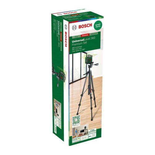 Bosch ristjoonlaser UniversalLevel 360 koos universaalklambri MM 3 ja premium-statiiviga TT 150 (vertikaalsed + horisontaalsed laserjooned