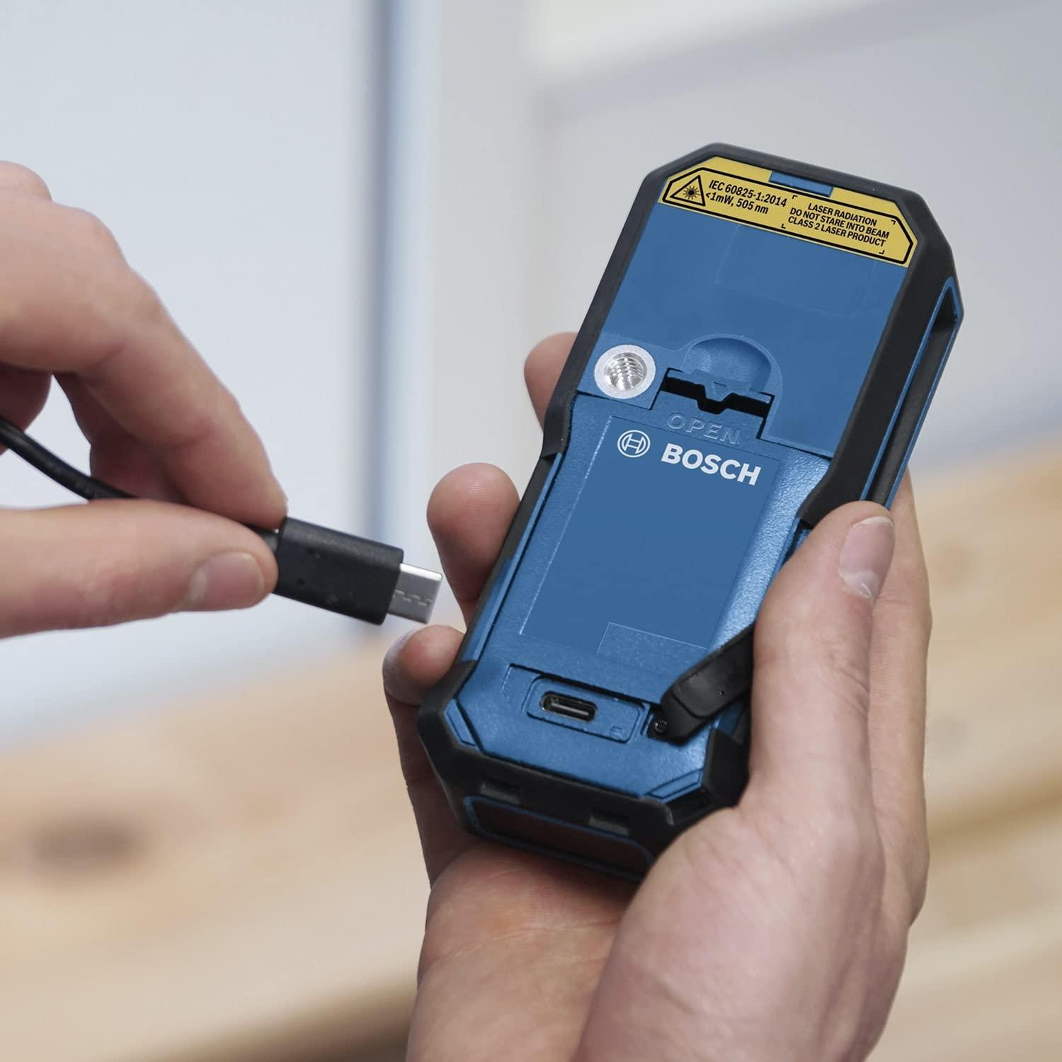 Bosch Professional laser-kaugusmõõtja GLM 50-27 CG (roheline laser, ulatus: kuni 50 m, 3,7 V liitiumioonaku, USB-kaabel, vastupidav, IP65, Bluetooth-andmeedastus, rihm, kott) – kasutusnäide