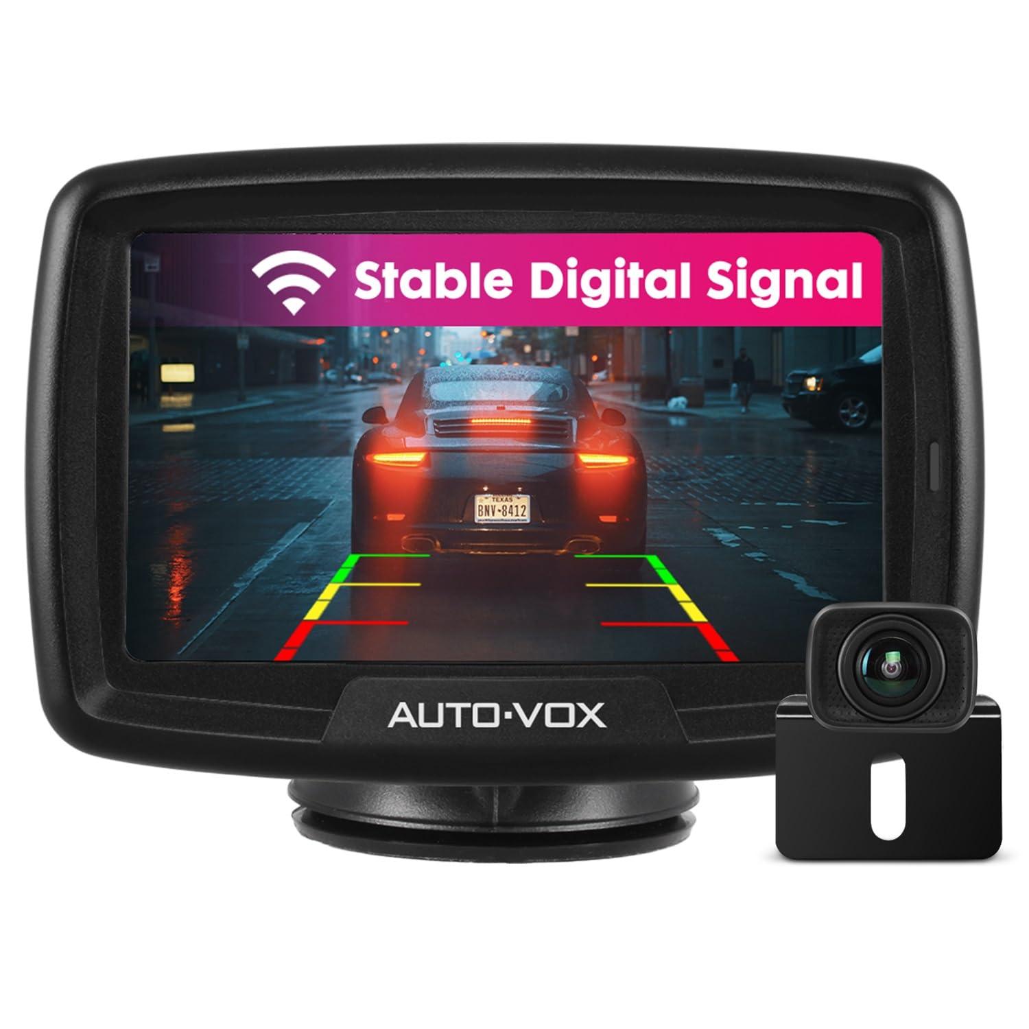 AUTO-VOX Digitaalne Juhtmevaba Tagurduskaamera CS2, 4,3″ LCD-monitoriga, IP68 Veekindel, Öövaatlus, Sisemine Antenn, Lihtne Paigaldus