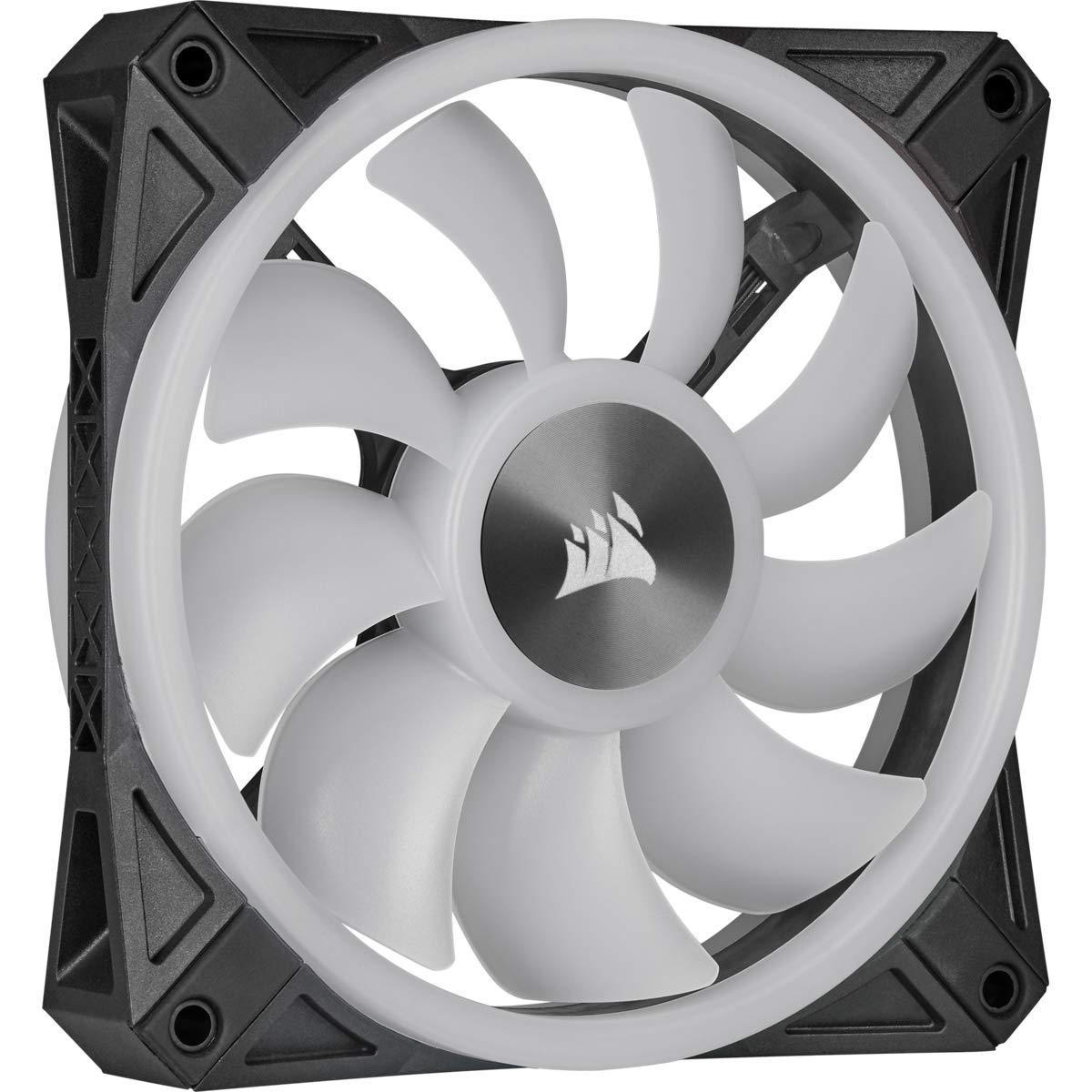 Corsair iCUE QL120 RGB, 120 mm LED PWM ventilaator (lauaarvutitele, 68 individuaalselt juhitavat RGB-LED-i, kiirus kuni 1 500 p/min, madala müratasemega) 3-osaline komplekt koos Lighting Node Core’iga – must – kasutusnäide