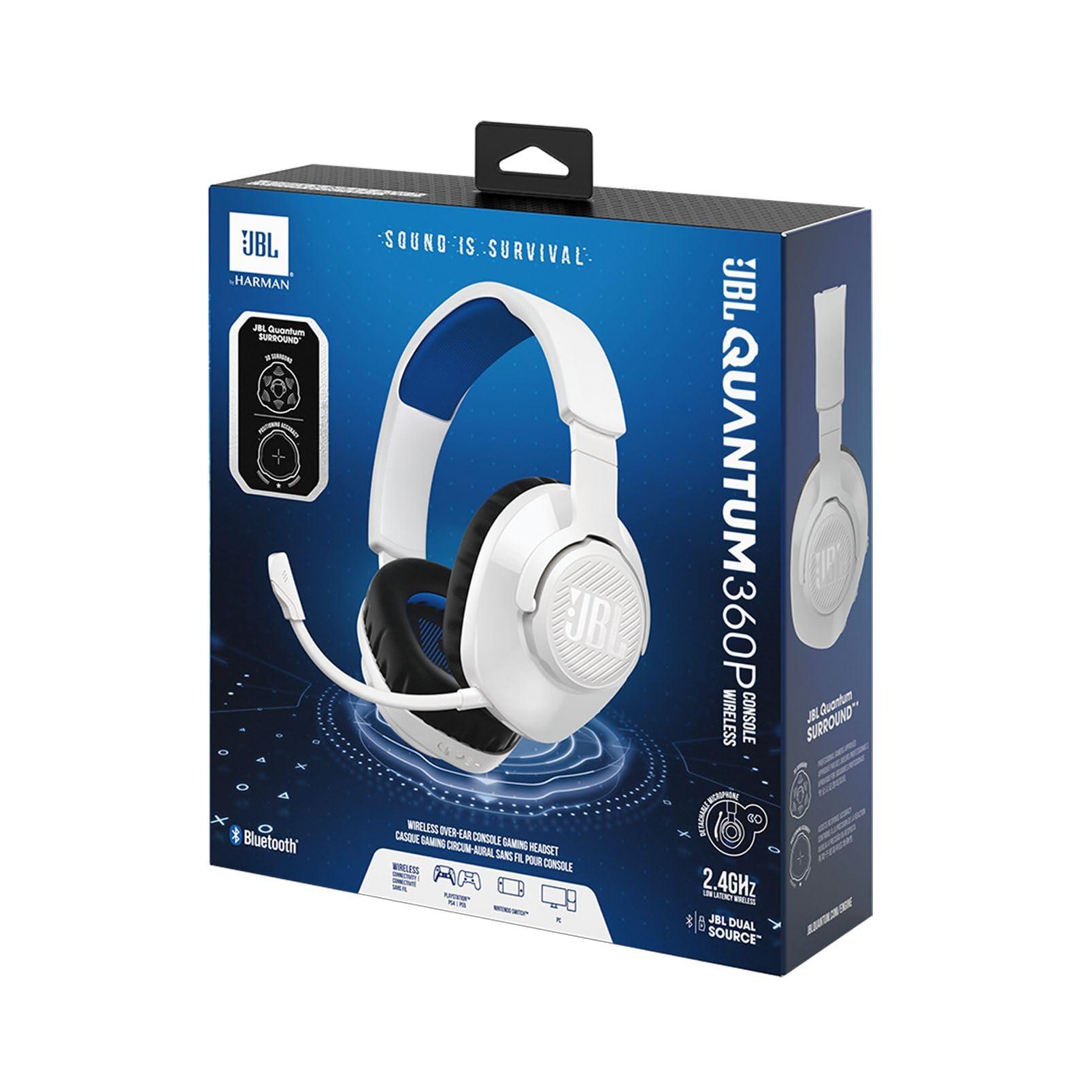 JBL Quantum 360P Over-Ear Gaming Kõrvaklapid – Playstationi, PC, Maci ja Nintendo Switchi jaoks – Boom-mikrofoniga ja 22-tunnise akukestvusega – Valge – kasutusnäide