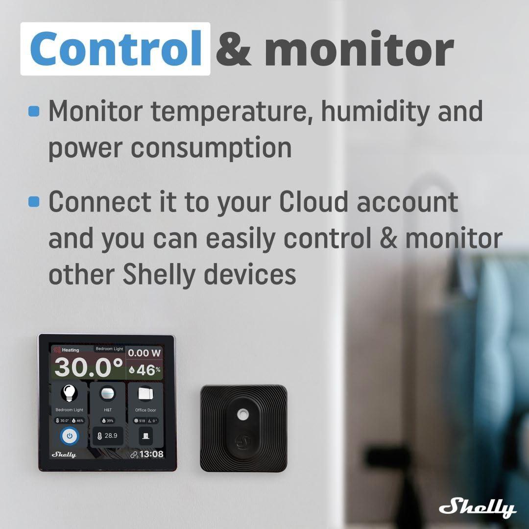 Shelly Seinanäidik Must + Blu H&T Must (Komplekt), Nutikas Juhtimine ja Keskkonnaseire, WiFi & Bluetooth, Termostaat, Sisseehitatud 5A-relee, Vajalik Neutraaljuhe – pilt 6