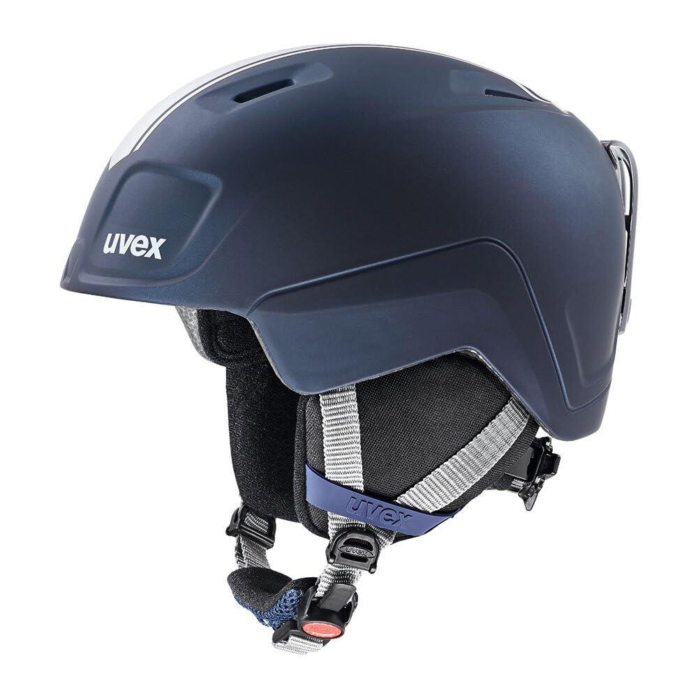 uvex heyya pro – kerge laste suusakiiver – individuaalne suuruse reguleerimine – optimeeritud ventilatsioon – race midnight – hõbedane matt – 54-58 cm