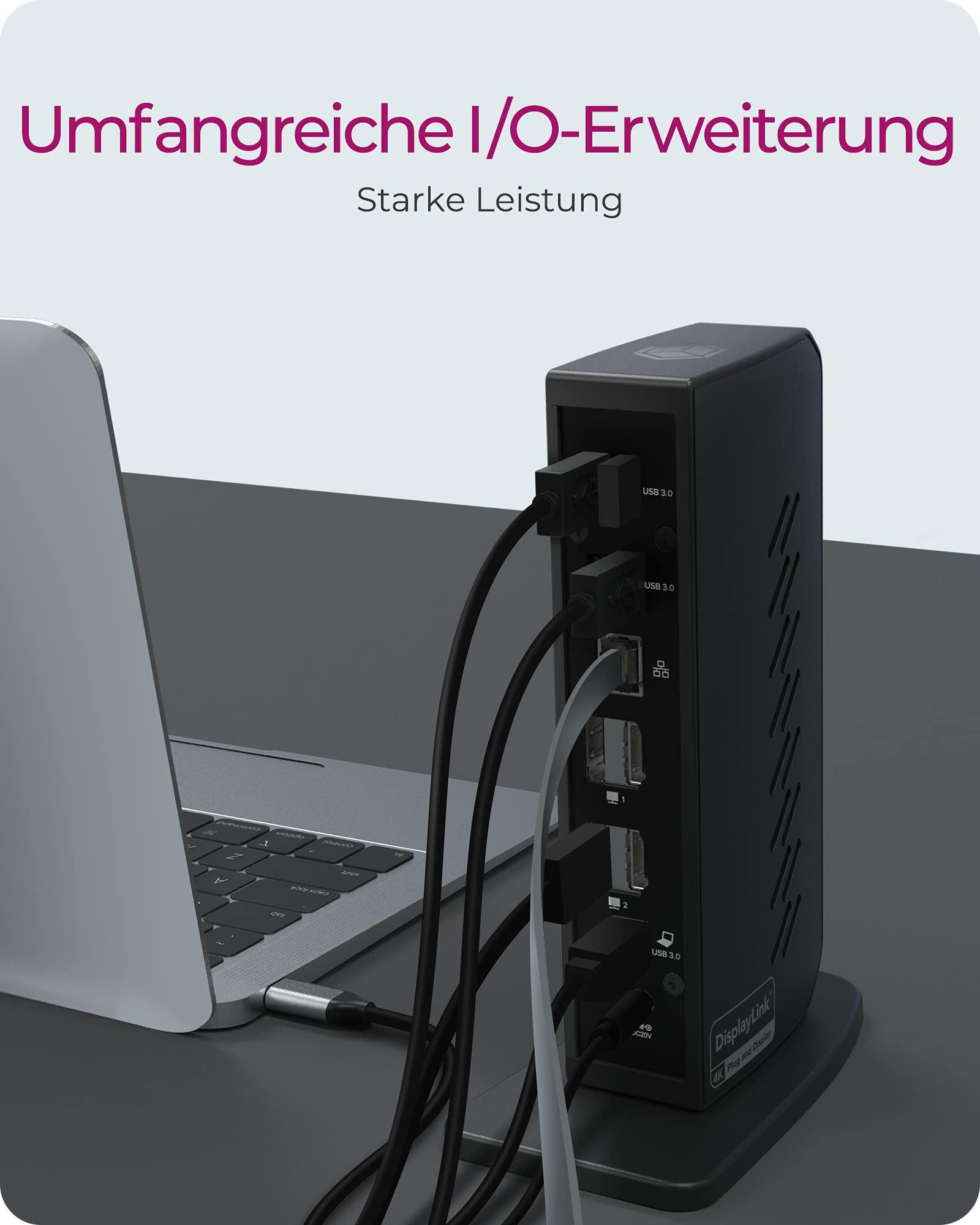 ICY BOX USB-C Docking Station (12-in-1) kahele monitorile (2x HDMI / 2x DP), 4K 60Hz, 6x USB 3.0 HUB, DisplayLink, Gigabit Ethernet, IB-DK2252AC Windowsi ja M1/M2 MacBook Air / Pro jaoks – kasutusnäide