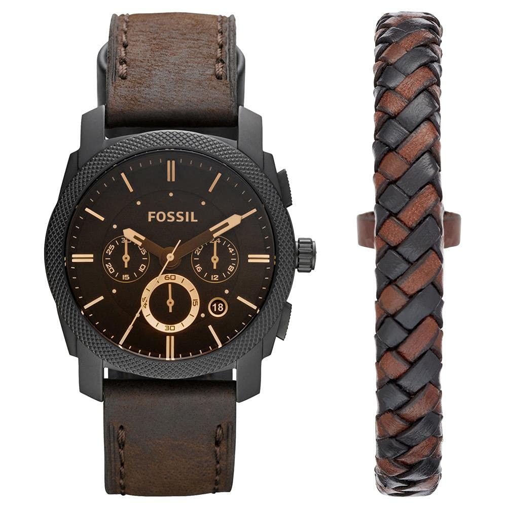 Fossil Machine meeste käekell, kronograaf kvartsmehhanismiga, roostevabast terasest või nahkrihmaga, tumepruun, 42MM