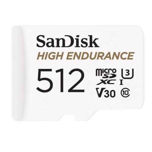 SanDisk High Endurance microSDXC mälukaart 512 GB + adapter (Dash-kaamerate ja turvakaamerate jaoks