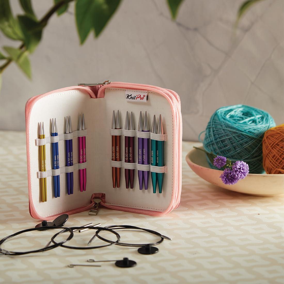 KnitPro Zing vahetatavate ümmarguste kudumisvarraste komplekt, spetsiaalne 10 cm lühike ots, Deluxe komplekt, sinine – kasutusnäide