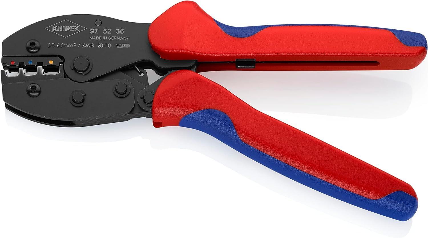 KNIPEX PreciForce pressitangid mitmekomponentsete käepidemetega, mustaks töödeldud 220 mm 97 52 36 – pakend ja tarvikud