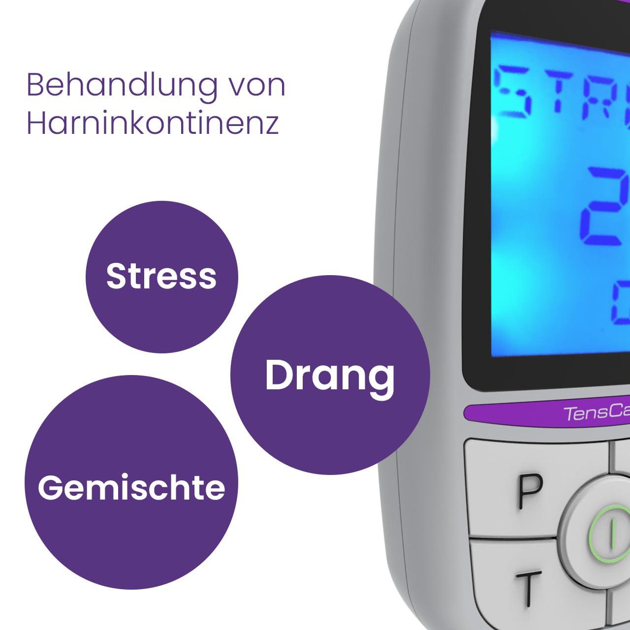 TensCare iTouch Sure + Go Gel Libesti (50 ml) – Vaagnapõhjalihaste treeningseade uriinipidamatuse vastu – pakend ja tarvikud