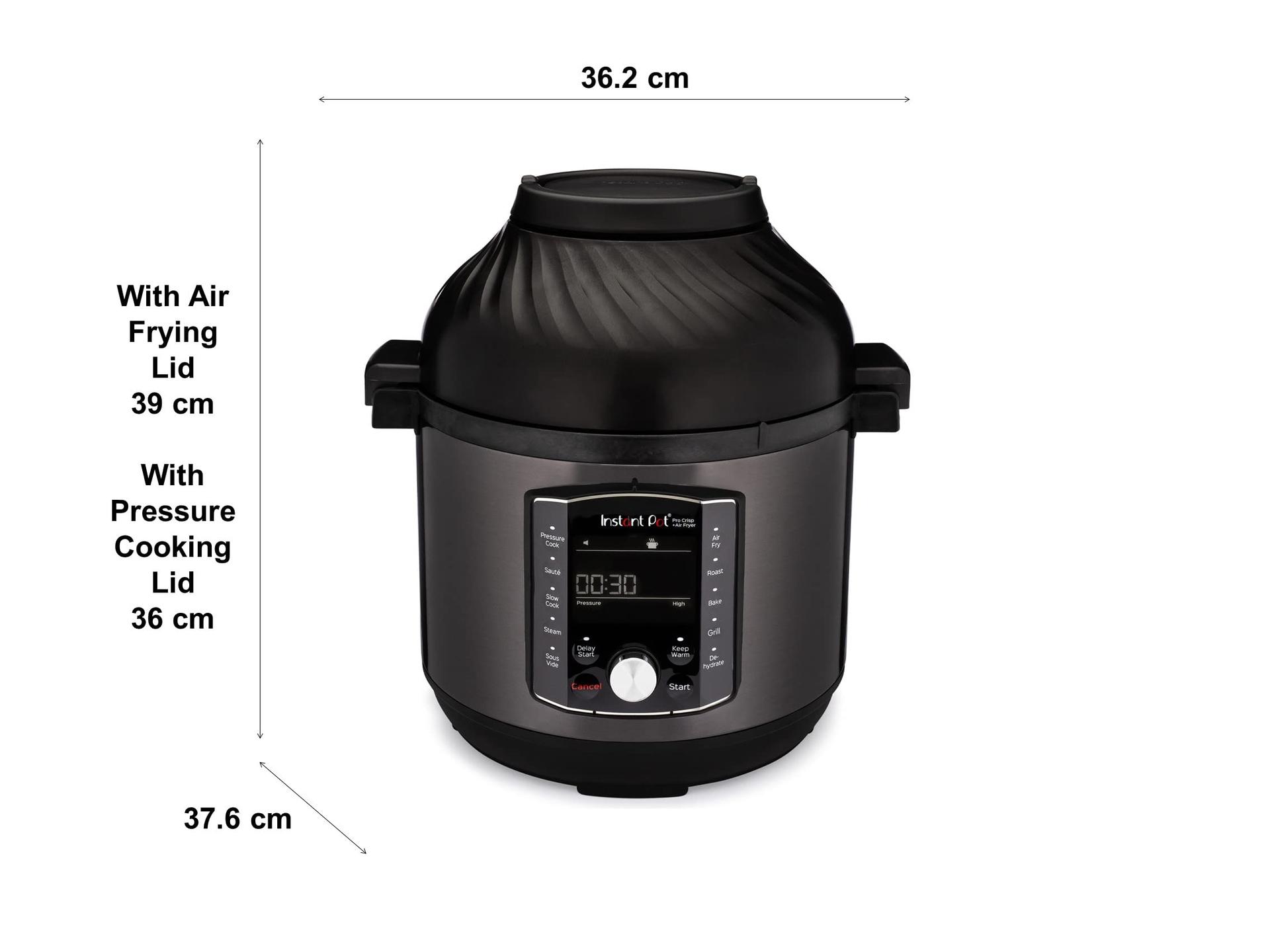 Instant Pot Pro Crisp 11-ühes elektriline multikeetja – Kiirkeetja, kuumaõhufritüür, aeglane keetja, auruti, grill, toidukuivati ja sous-vide masin – Must roostevaba teras, 1500 W, 7.6 L – pilt 7