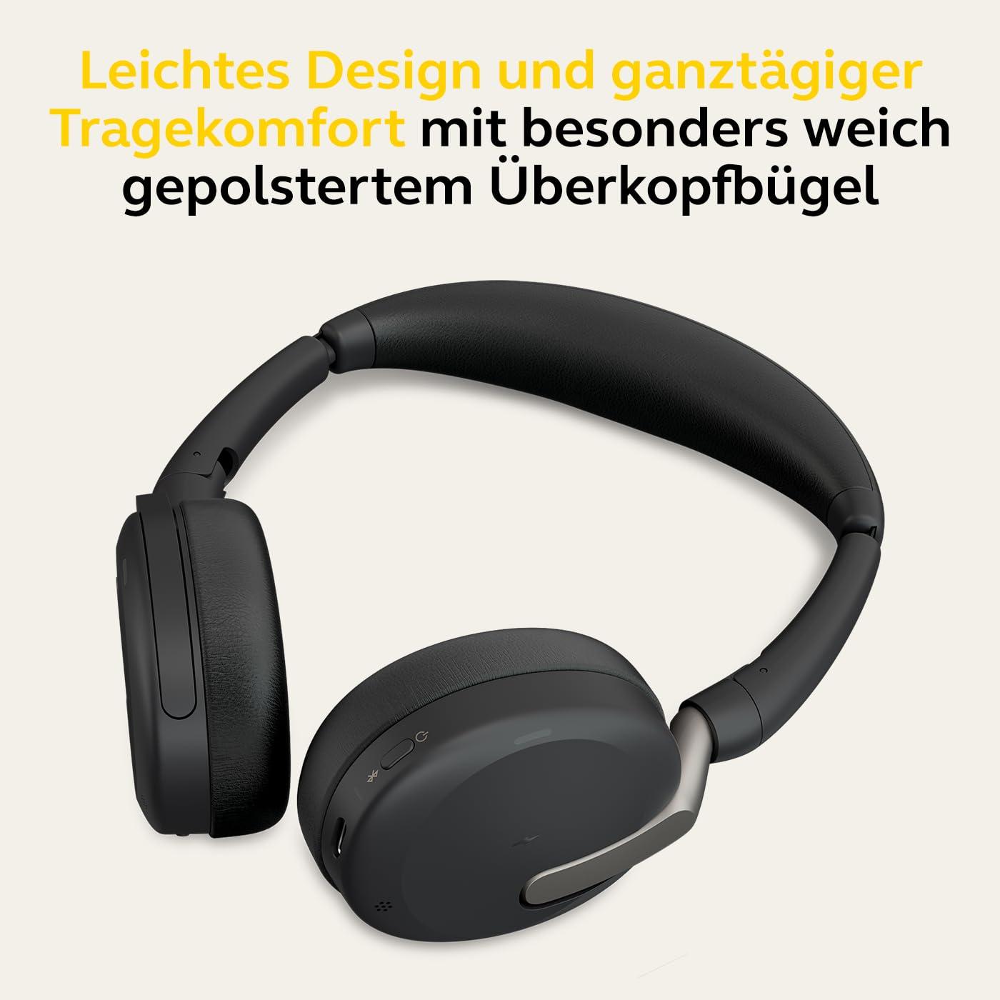 Jabra Evolve2 65 Flex – Juhtmevaba stereo Bluetooth-peakomplekt mürasummutava Jabra ClearVoice tehnoloogiaga ja hübriidse ANC-ga – Ühildub juhtivate UC-platvormidega – Must – detailne vaade