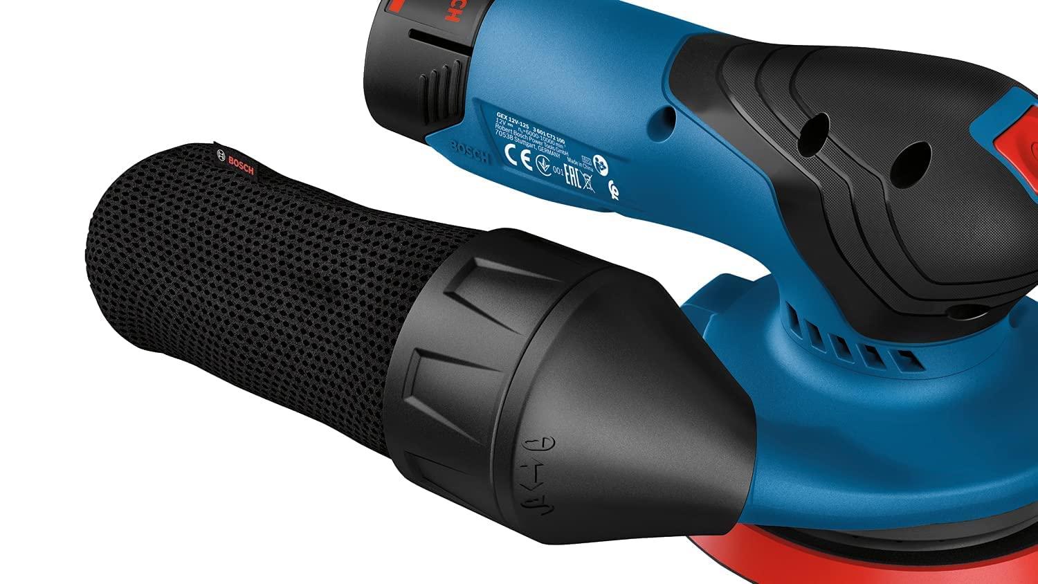 Bosch Professional 12V süsteemi akuga ekstsentriklihvija GEX 12V-125 (125mm lihvtaldrik, 1x lihvpaber, tolmukott, ilma akuta/laadijata) – kasutusnäide