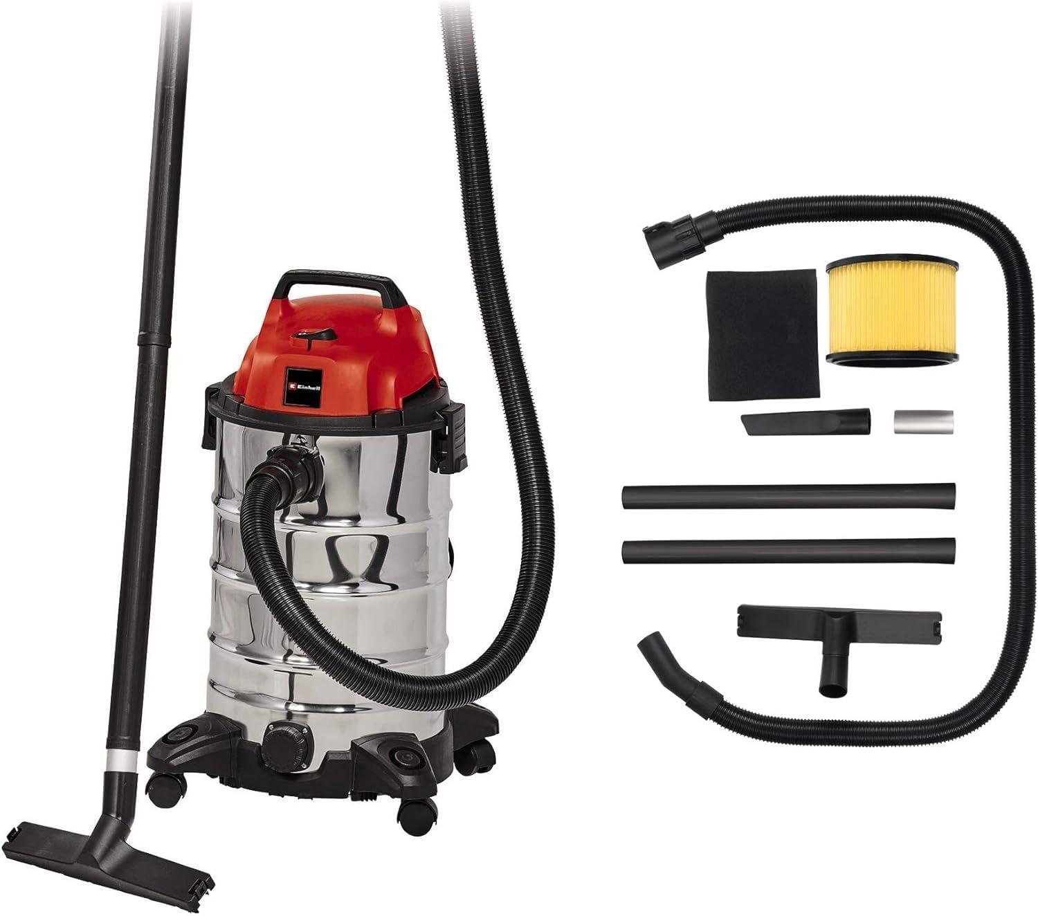 Einhell märg- ja kuivtolmuimeja TC-VC 1930 S (1 500 W, roostevabast terasest 30 l mahuti, puhumisfunktsioon, plastist imuvoolik, kombiotsik, praootsik ja mitmesugused filtrid)
