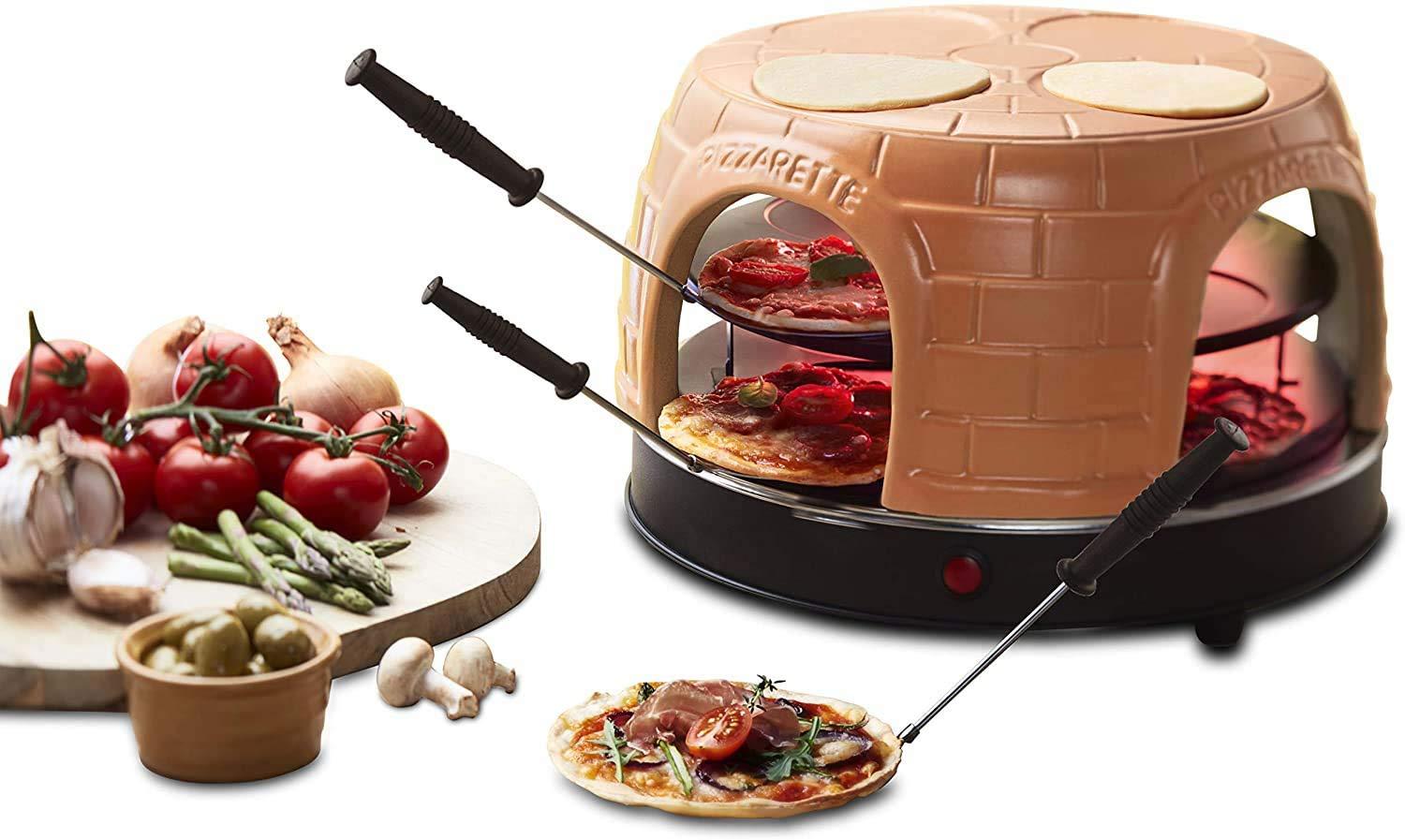 Emerio pitsaahi, PIZZARETTE originaal, käsitsi valmistatud terrakota keraamika, patenteeritud disain, mini-pitsade jaoks, lõbus kogu perele, sobib kuni 8 inimesele, PO-116124.1, roosa – detailne vaade
