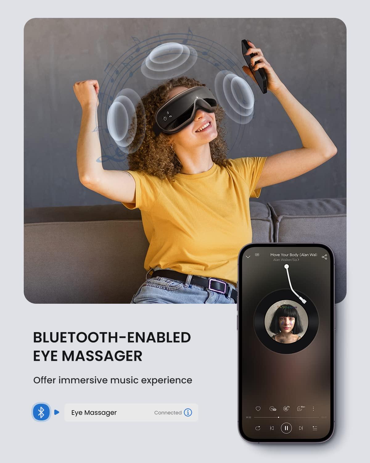 RENPHO Eyeris 1 – Silmamasseerija soojenduse, vibratsiooni, kaugjuhtimispuldi ja Bluetooth-muusikaga, silmade koormuse ja kuivuse vähendamine, ideaalne kingitus mehele ja naisele – pilt 7