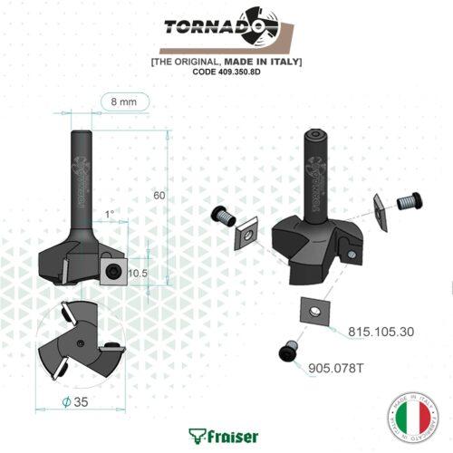 TORNADO Fraiser tasafrēes 8mm varrega puidule