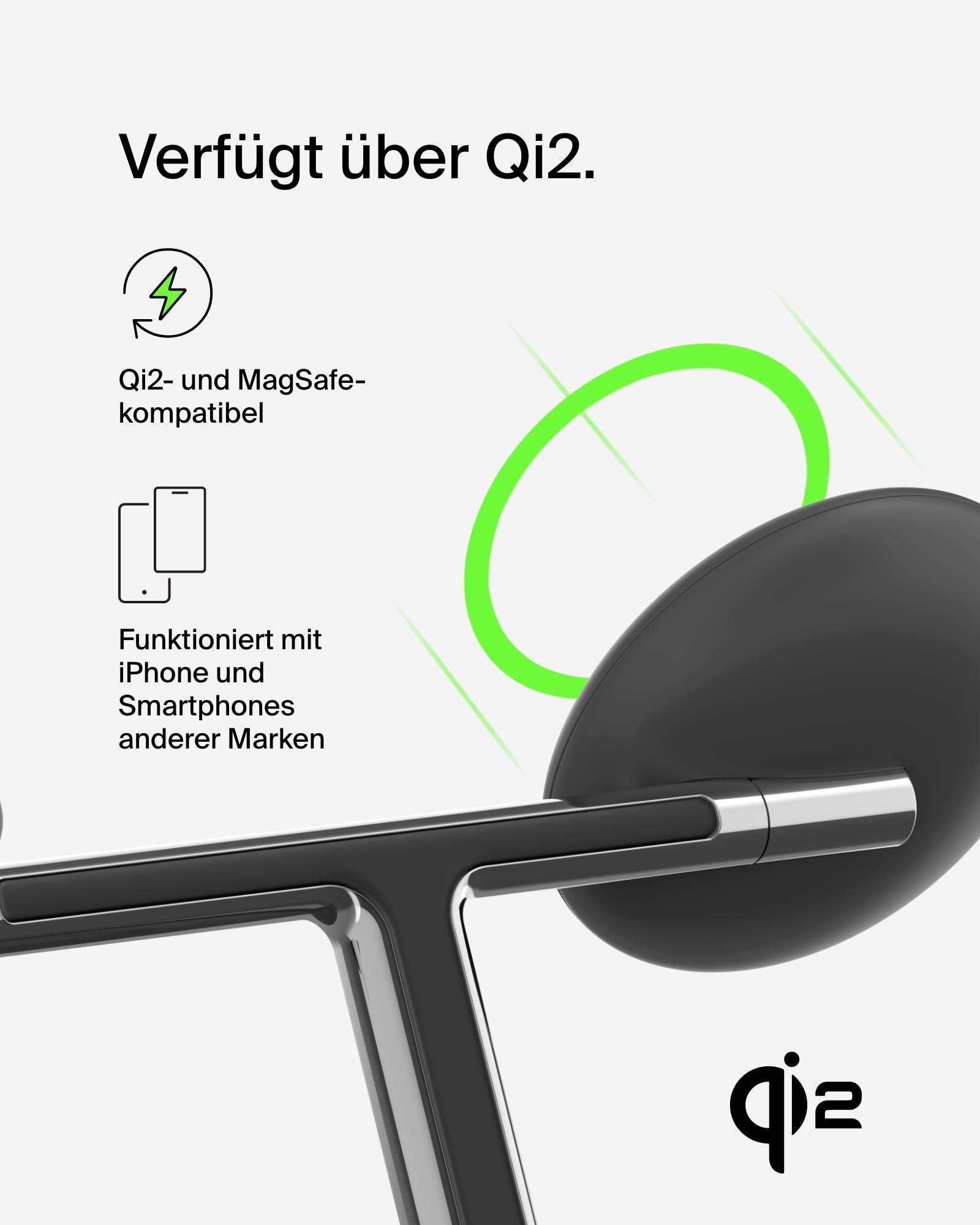 Belkin juhtmevaba 3-in-1 laadimisjaam magnetilise MagSafe-ühilduva Qi2 tehnoloogiaga, 15 W, sobib iPhone 16, 15, 14, 13 seeriaga, AirPods, Apple Watch – must – pilt 7