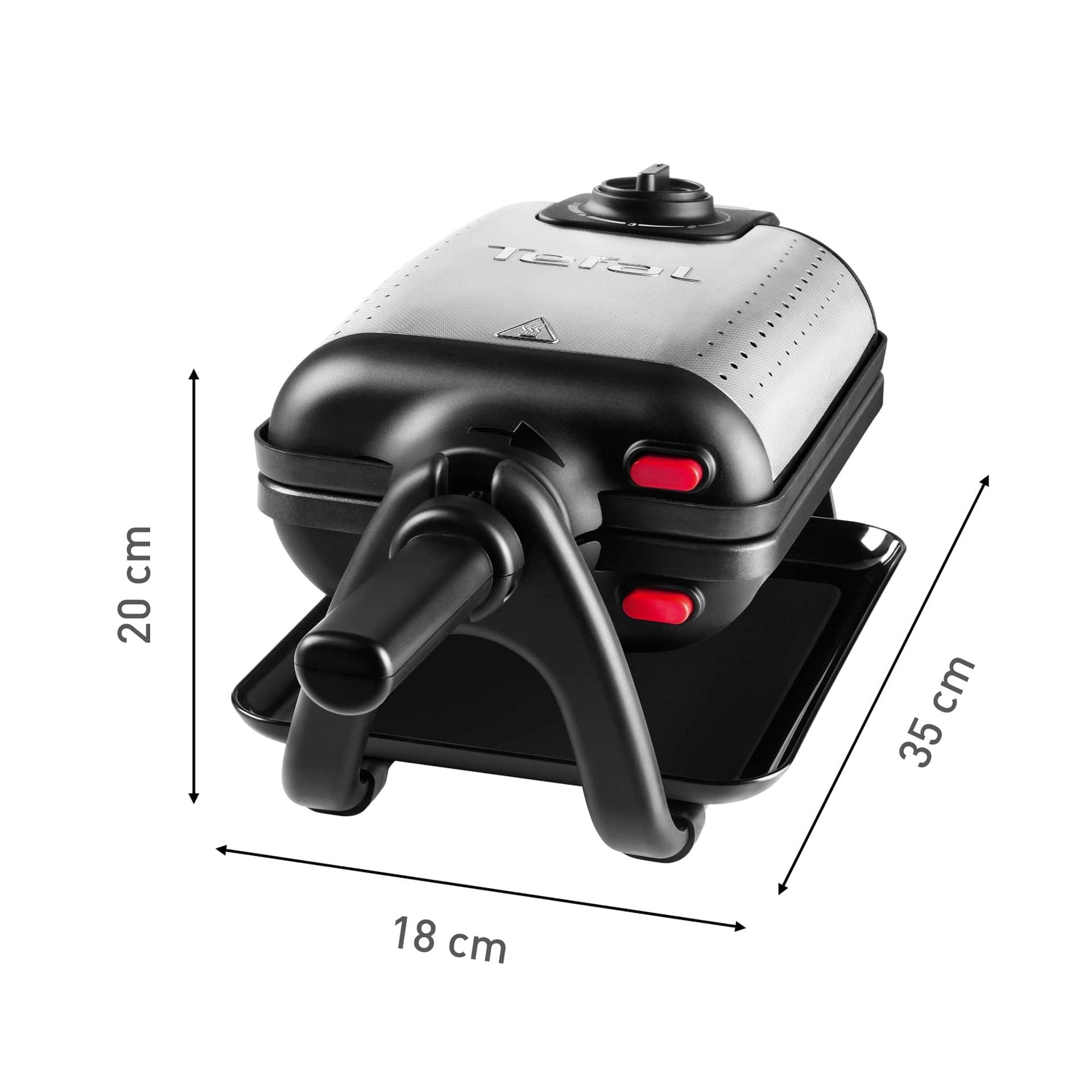 Tefal King Size vahvliküpsetaja WM756D, topeltvahvliküpsetaja 2 Belgia vahvli jaoks, pöörlev mehhanism, mittenakkuvad plaadid, paksud vahvlid, temperatuuri reguleerimine, lihtne puhastamine, 120W, 1L – pakend ja tarvikud