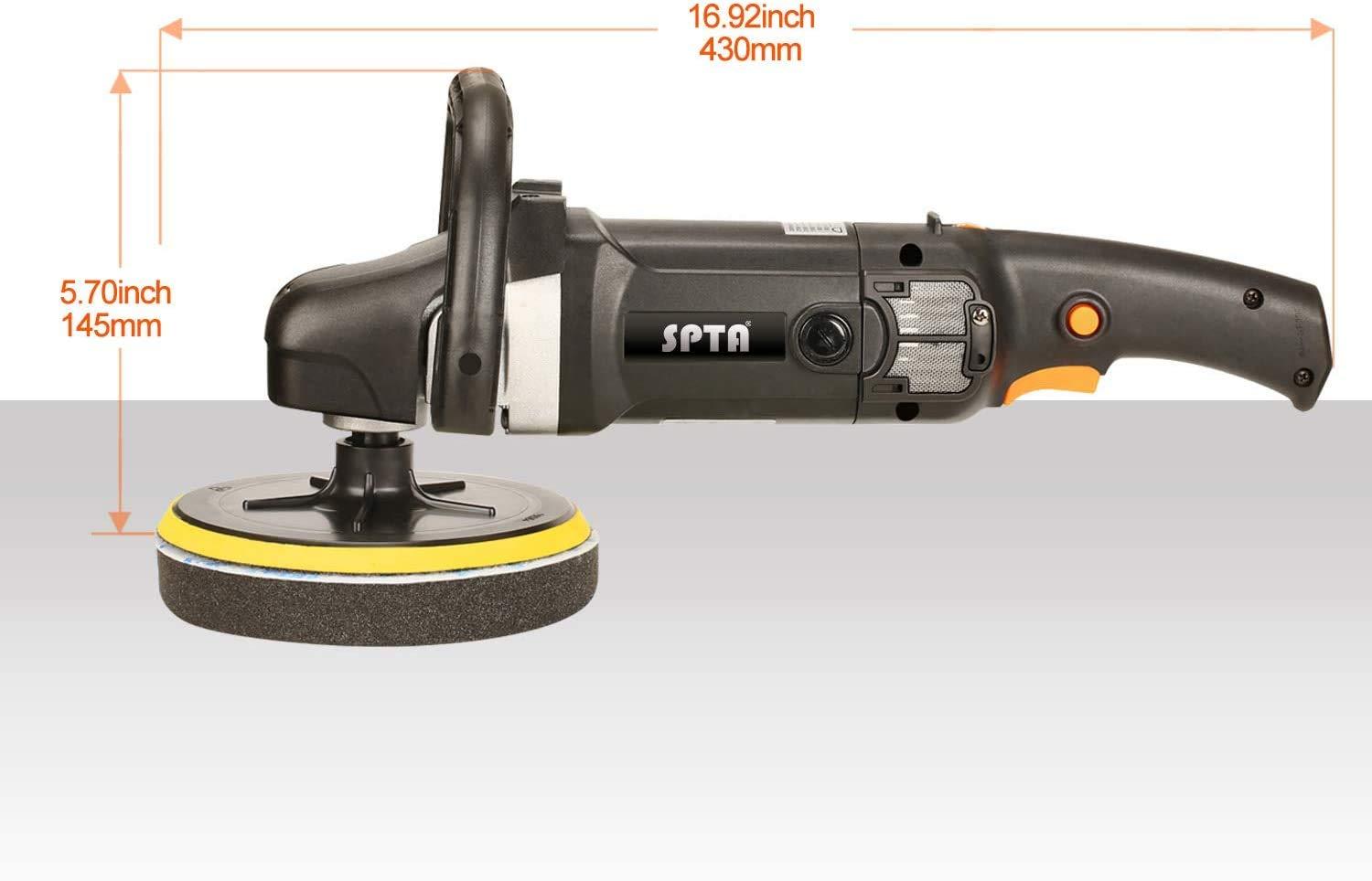 SPTA Poleerimismasin 125mm/150mm/180mm – Reguleeritava Kiirusega Poleerija 1200W, Komplekt Auto, Paadi ja Mootorratta Poleermiseks – kasutusnäide