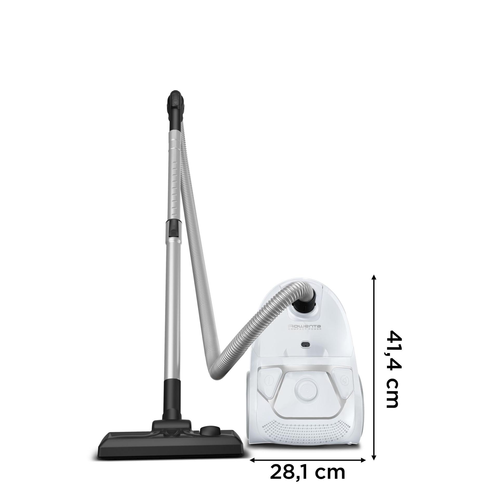 Rowenta Compact Power tolmuimeja kotiga, madal energiakulu, 900 W, 3-liitrine tolmukott, pikk toitejuhe, valge, RO3927EA – pilt 8