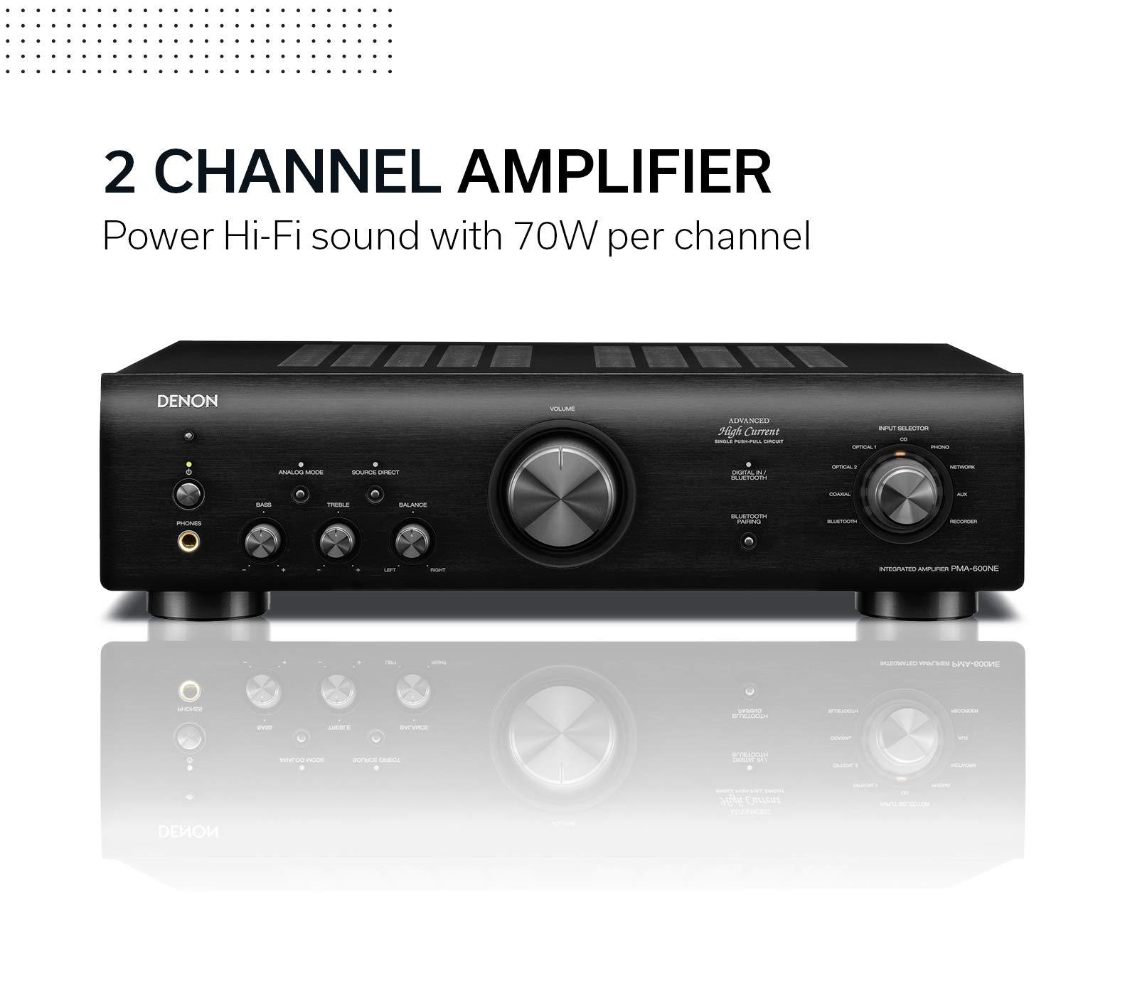 Denon PMA-600NE võimendi 70W kanali kohta ja Bluetoothiga, must – detailne vaade