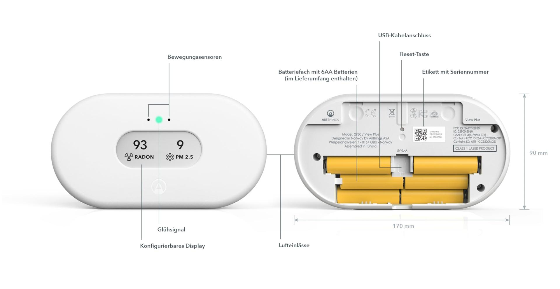 Airthings 2960 View Plus – nutikas radoni ja õhukvaliteedi mõõteseade (peenosakesed, radon, CO2, VOC, õhuniiskus, temperatuur) – pilt 8