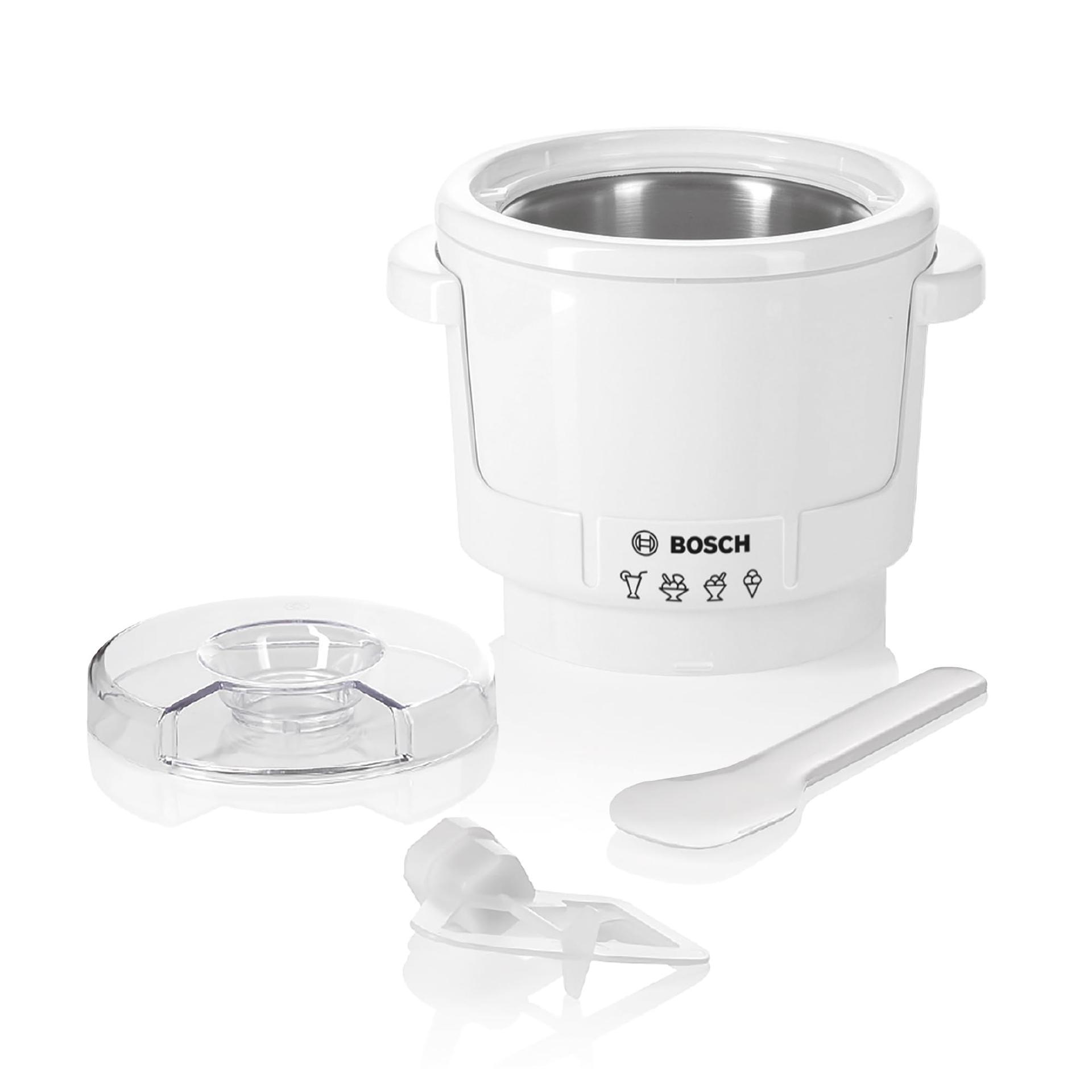Bosch jäätisemasina lisavarustus MUZ5EB2, 550 ml, kodune jäätis, sorbett ja külmutatud jogurt, valge, sobib köögikombainile Serie 4