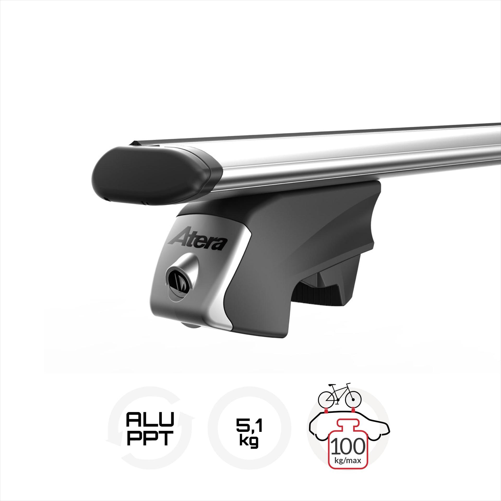 Atera 048522 auto katuseraam Signo RTD – Aero profiil hõbedane – autodele integreeritud katuseraamiga – teras 122 cm – pakend ja tarvikud