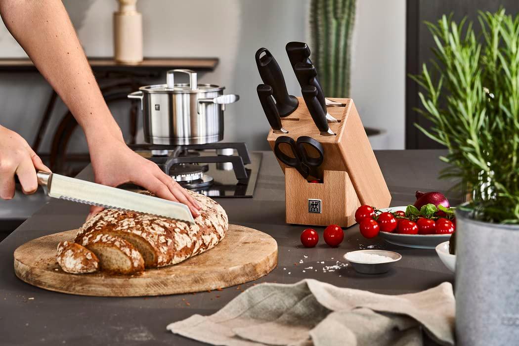 ZWILLING Vier Sterne noablokk, 8-osaline, puidust noahoidik, noad, terituspulk ja käärid, roostevabast spetsiaalterasest, ergonoomiline plastist käepide, must [Valmistatud Saksamaal] – pilt 9