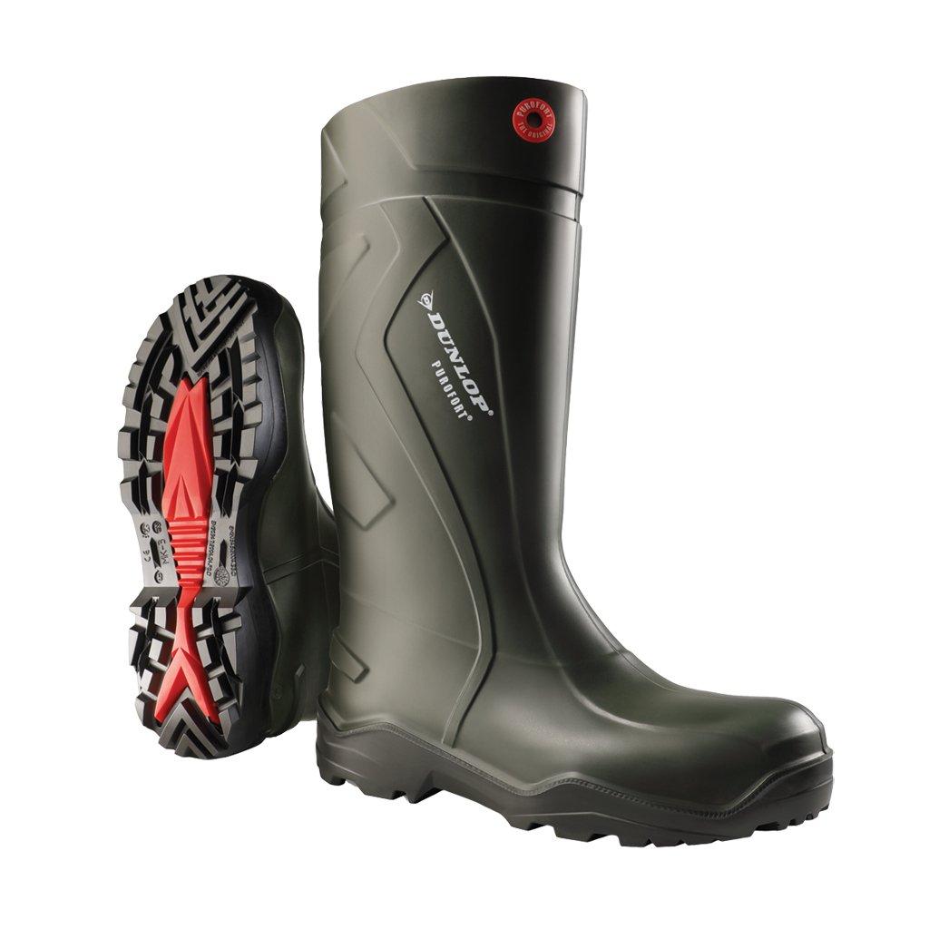 DUNLOP C762933 Purofort+ Täielik Turvalisus S5 Unisex Täiskasvanute Pikad Kummikud, Tume Roheline/Must, 45 EU