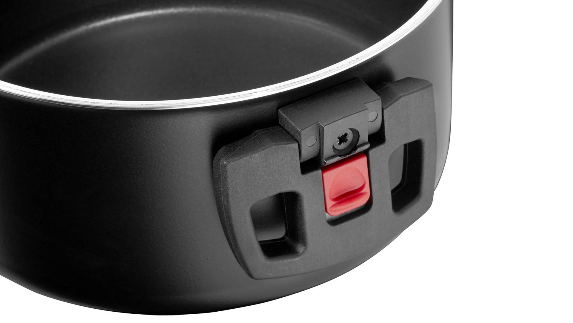 BALLARINI Click + Cook 3-osaline potikomplekt (16 cm + 20 cm + 24 cm), koos 3 klaaskaanega, mittenakkuv pind, kokkupandavad käepidemed, must – pakend ja tarvikud